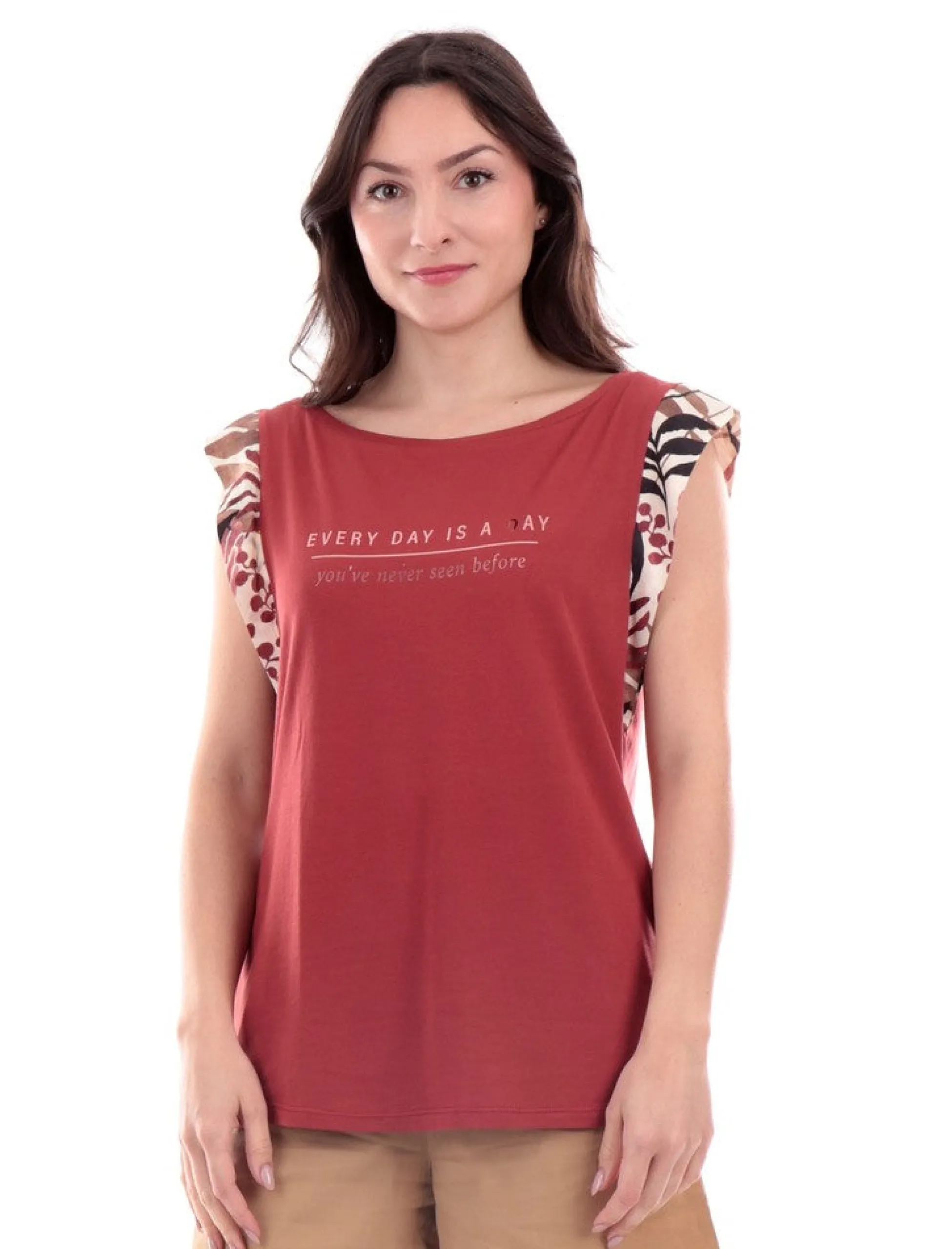 FREDDY T-Shirt*Canotta bordeaux da donna con scritta S3WSLT17