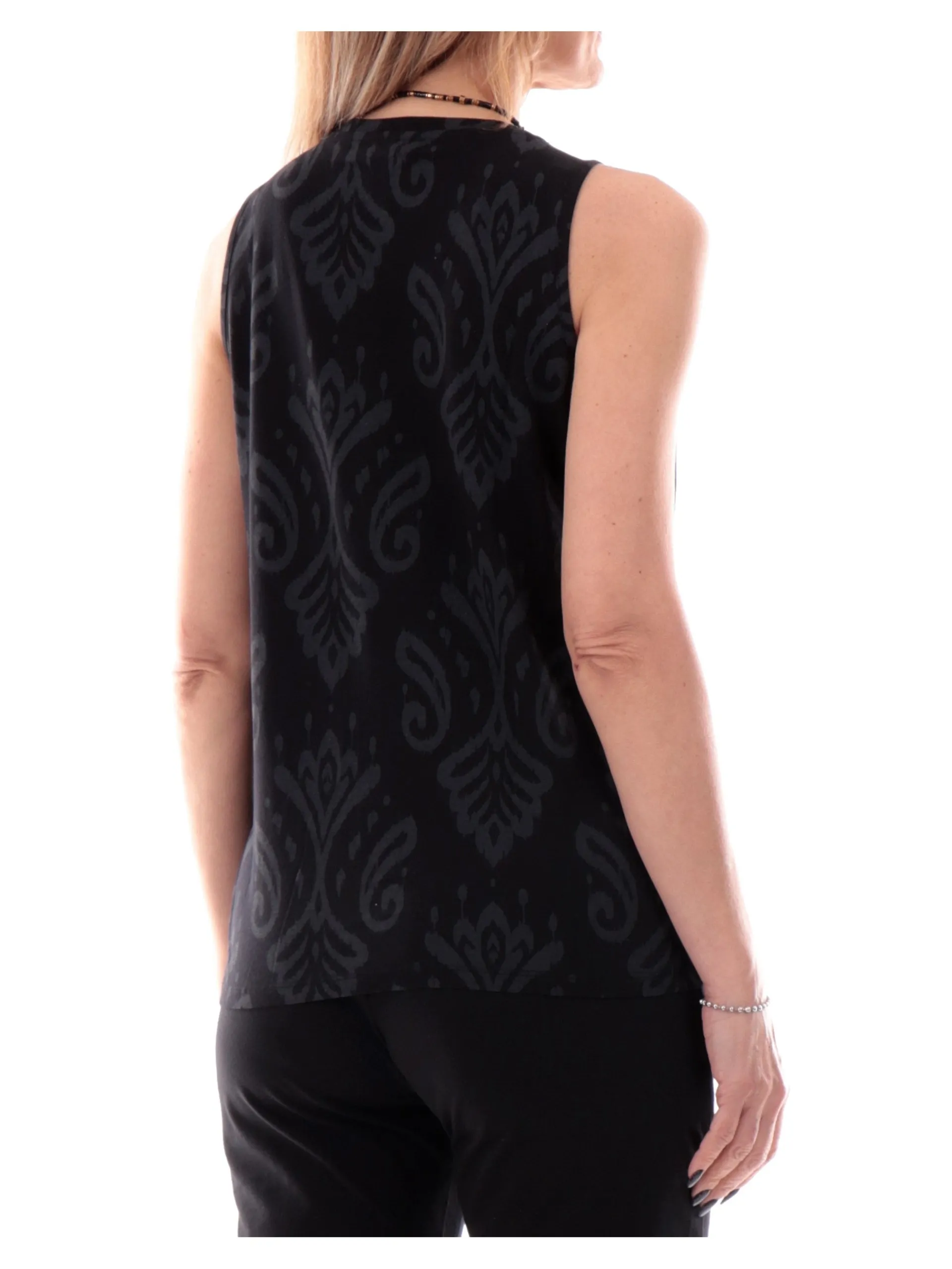 FREDDY Maglie*Canotta nera fantasia foulard da donna vestibilità morbida S25WTRT4C