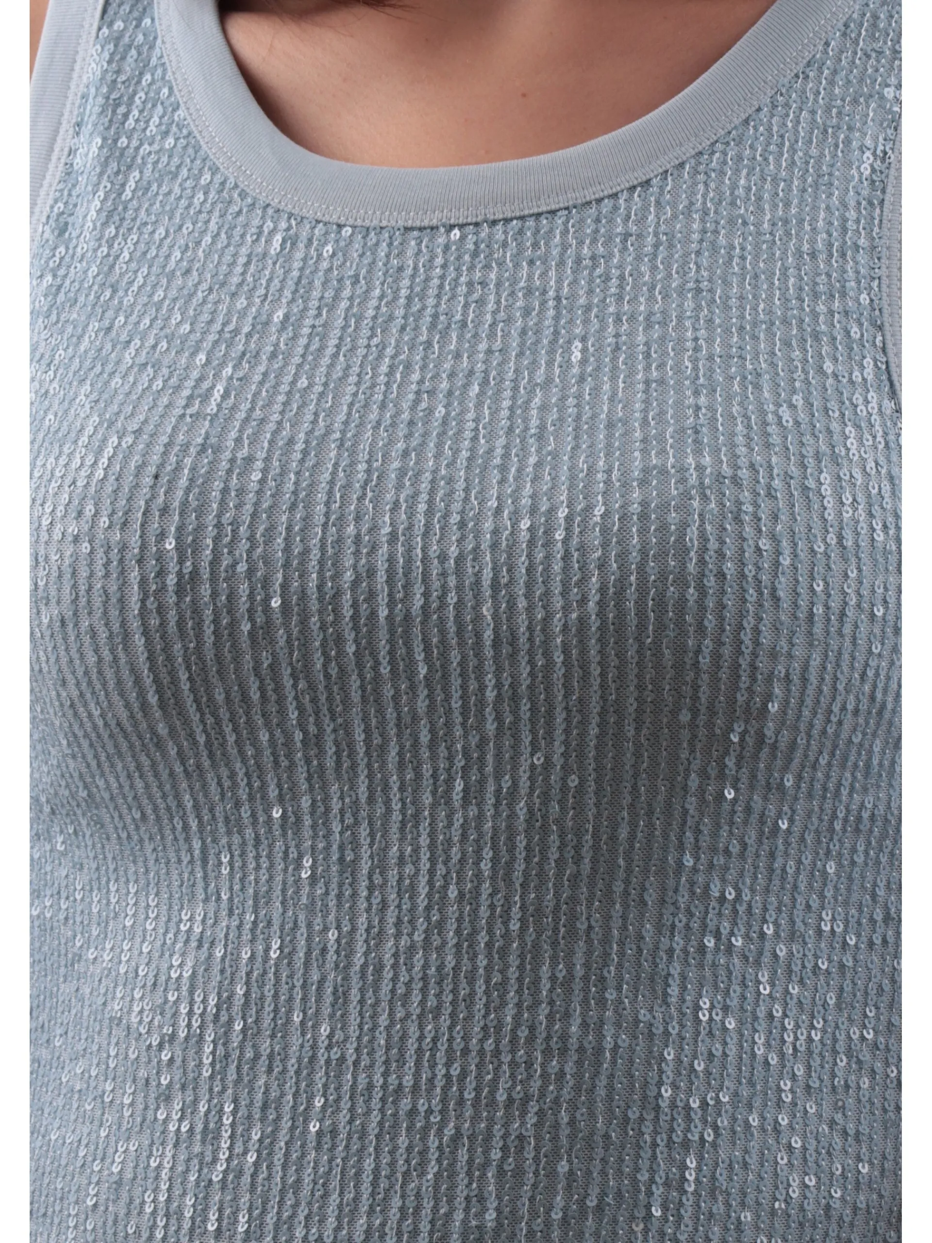 GUESS Maglie*Canotta celeste donna sottogiacca paillets W5GP06KCS10