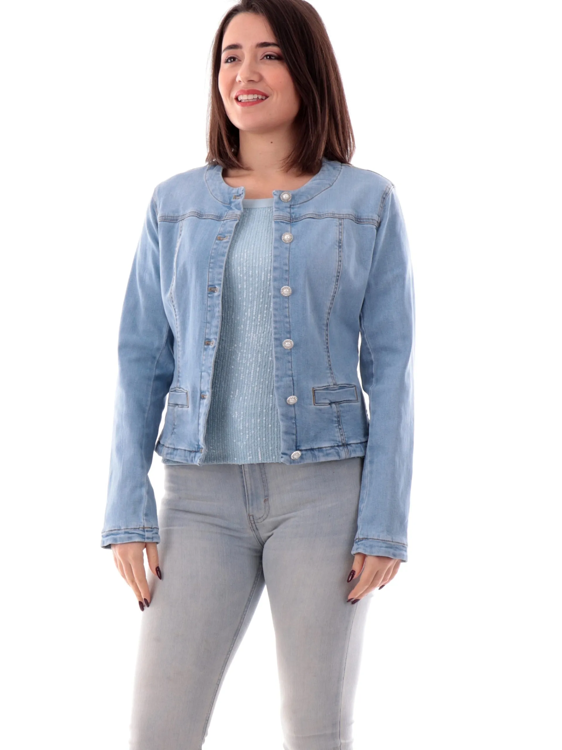 GUESS Maglie*Canotta celeste donna sottogiacca paillets W5GP06KCS10