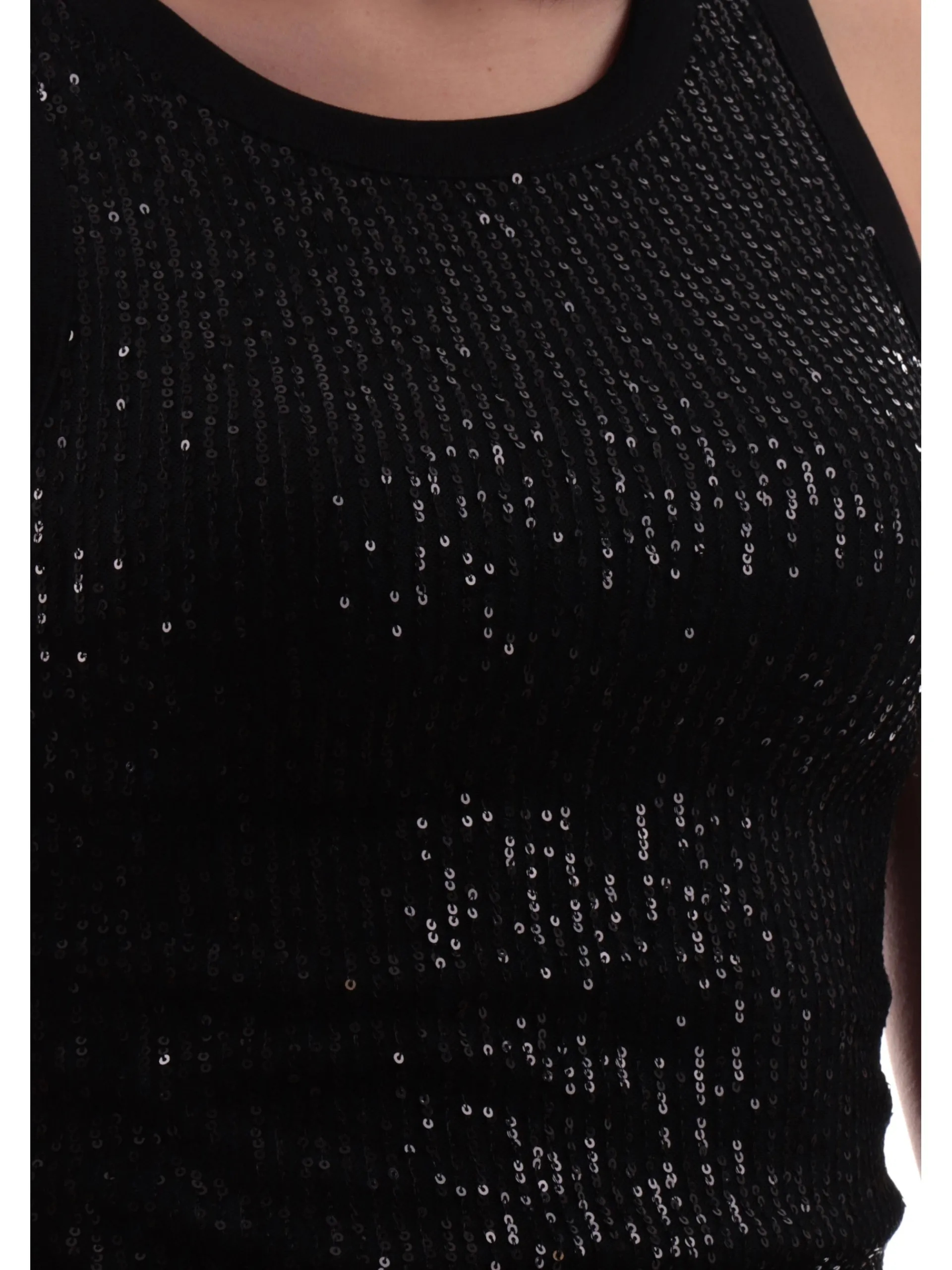 GUESS Maglie*Canotta nera donna sottogiacca paillets Tank top alexis W5GP06KCS10