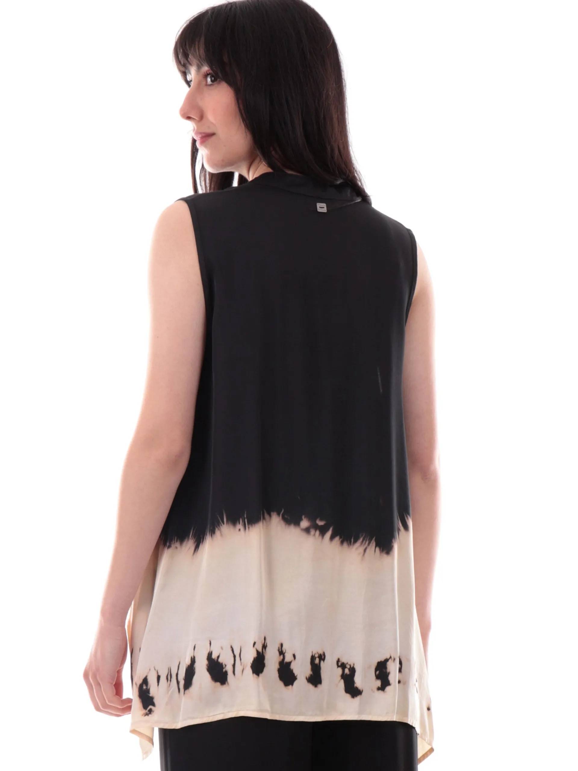 MANILA GRACE Maglie*Canotta nera tie Dye bianco avorio da donna C057VCMA001
