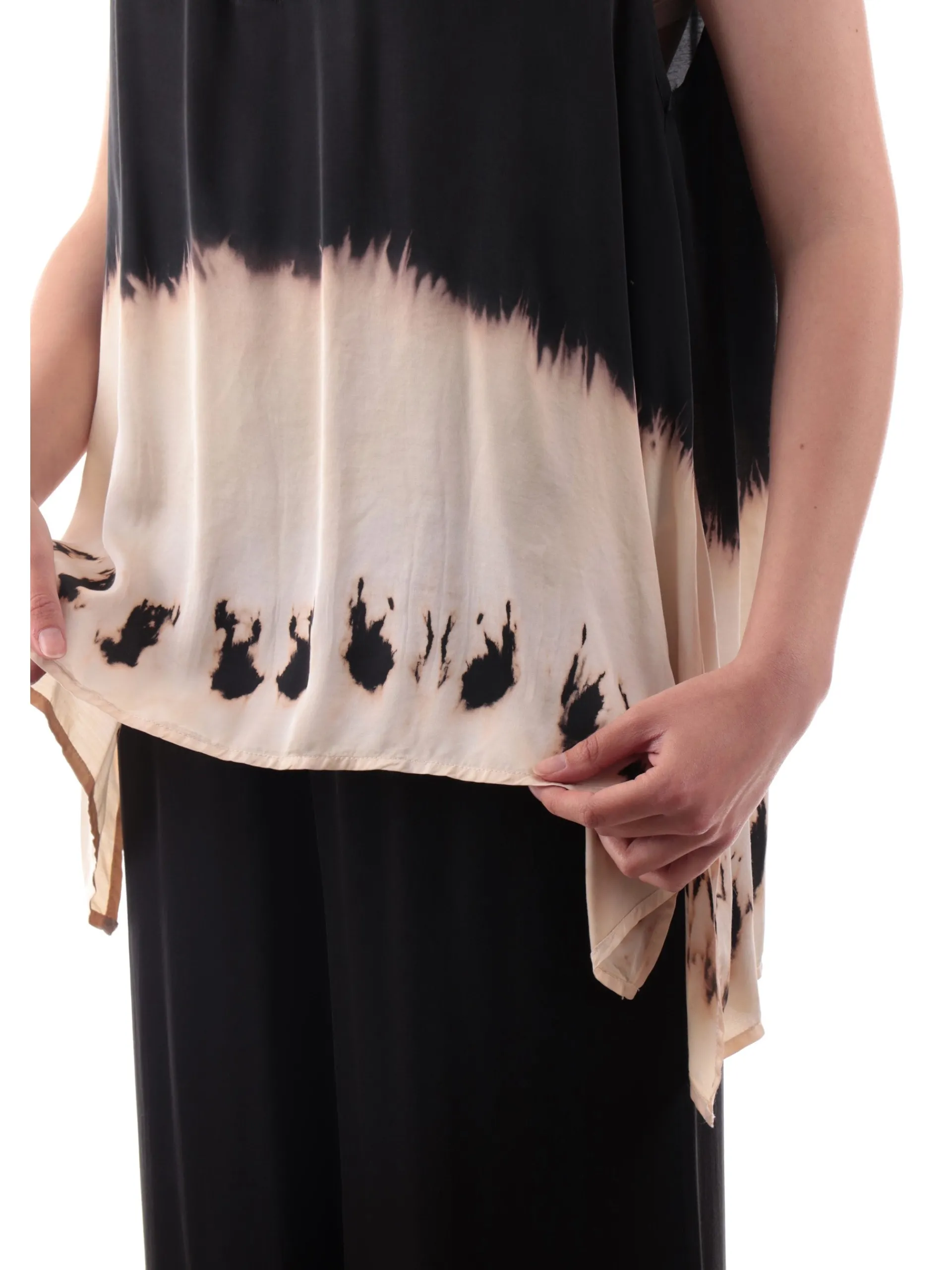MANILA GRACE Maglie*Canotta nera tie Dye bianco avorio da donna C057VCMA001