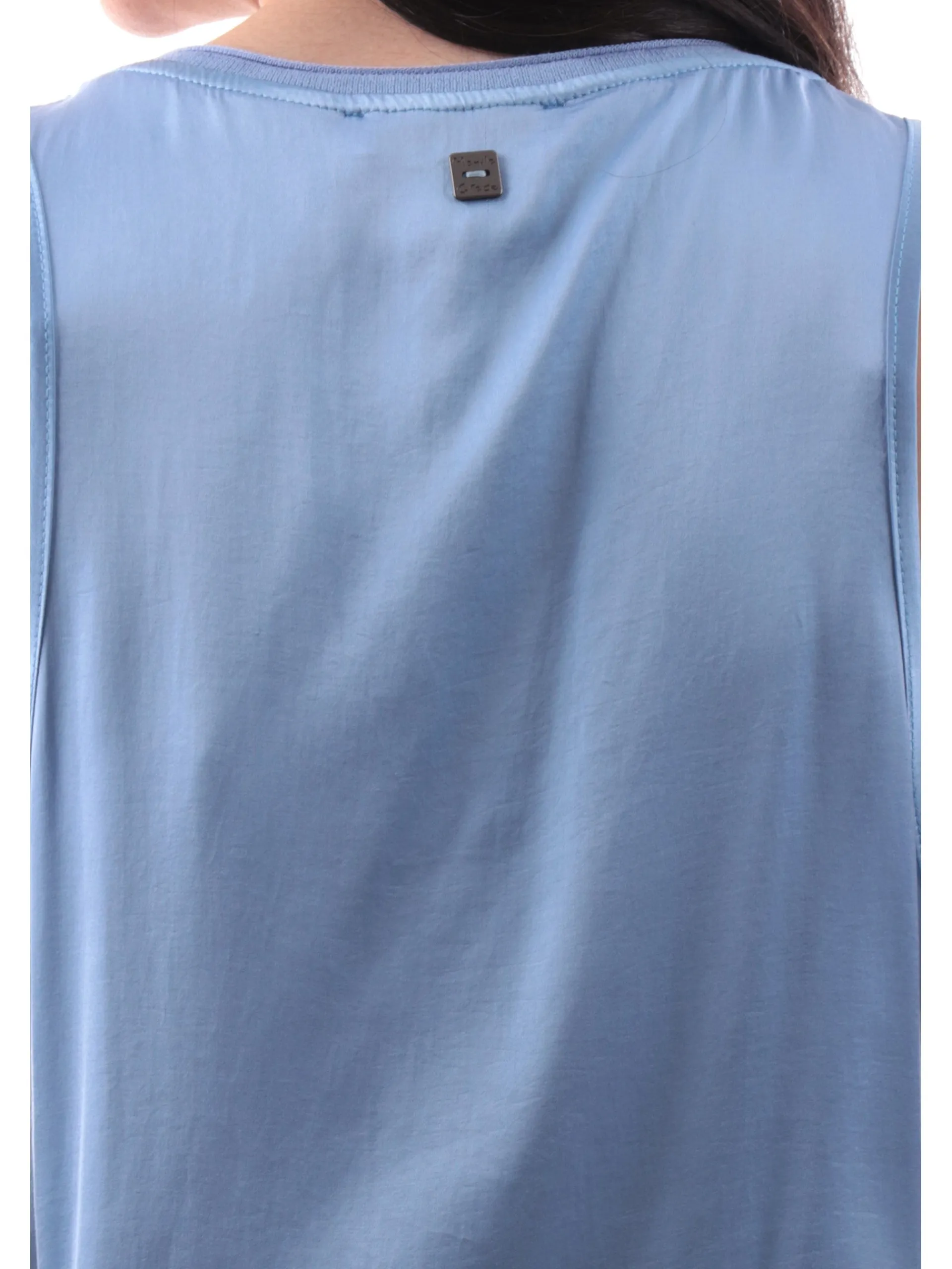 MANILA GRACE Maglie*Canotta scollo a U celeste da donna vestibilità morbida Y043VUMA