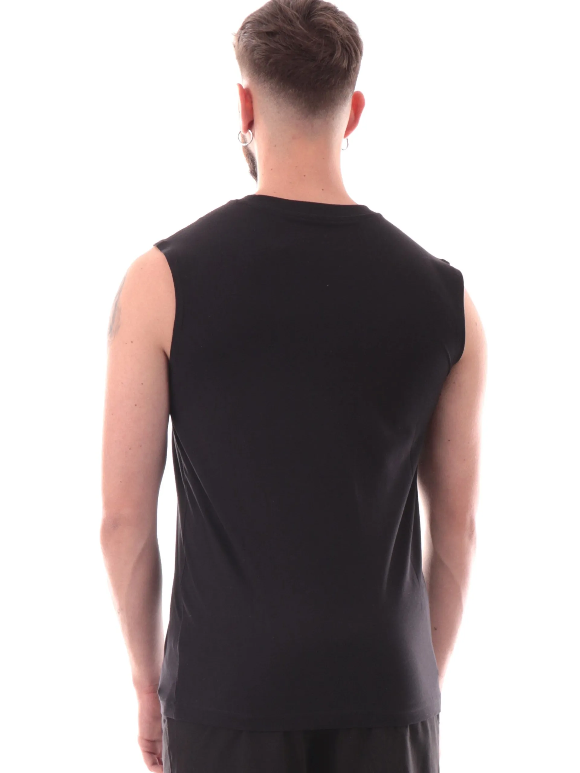 PUMA Maglie*Canotta nera girocollo da uomo logo a contrasto 682626