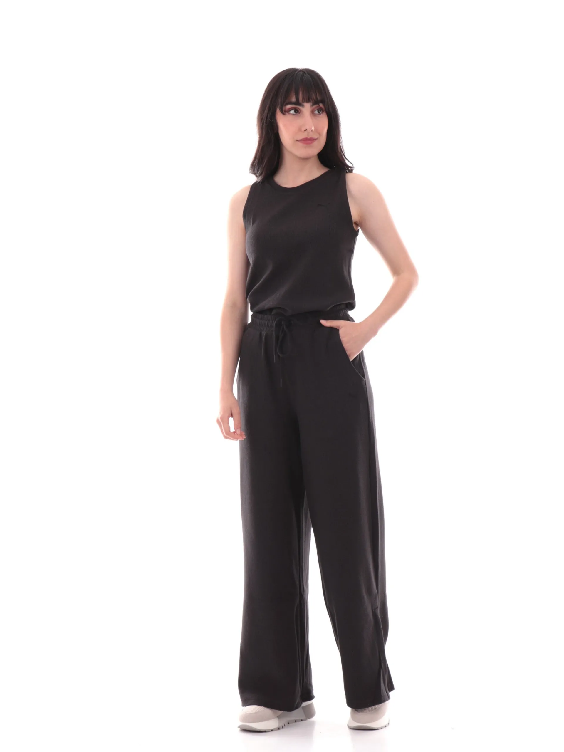 PUMA Maglie*Canotta nera nido d'ape da donna vestibilità morbida 685064