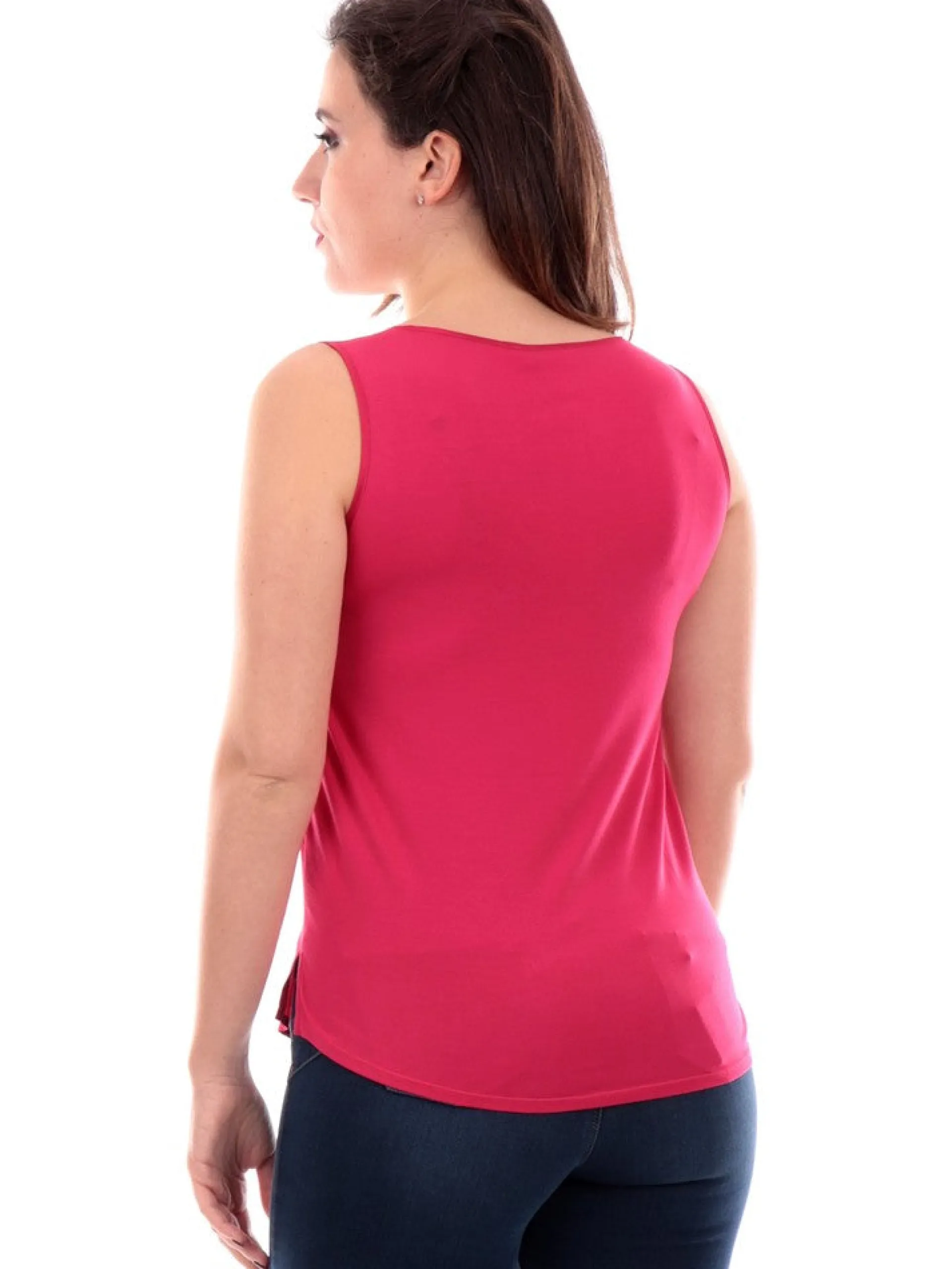 ANIS Maglie*Canotta raso fucsia da donna scollo a U 2431060
