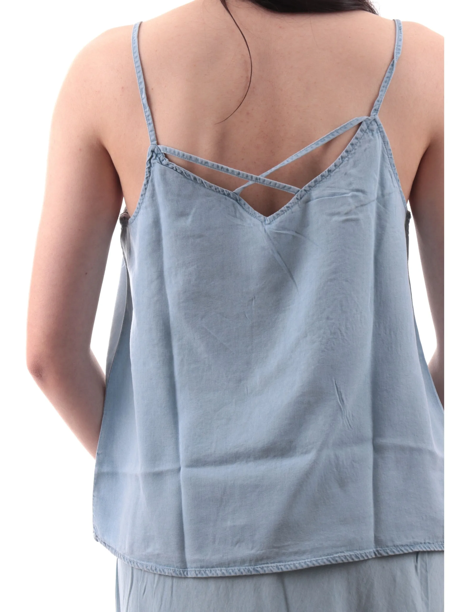 TIFFOSI Maglie*Canotta jeans scollo a V da donna con intreccio 10059599-C10 Myla