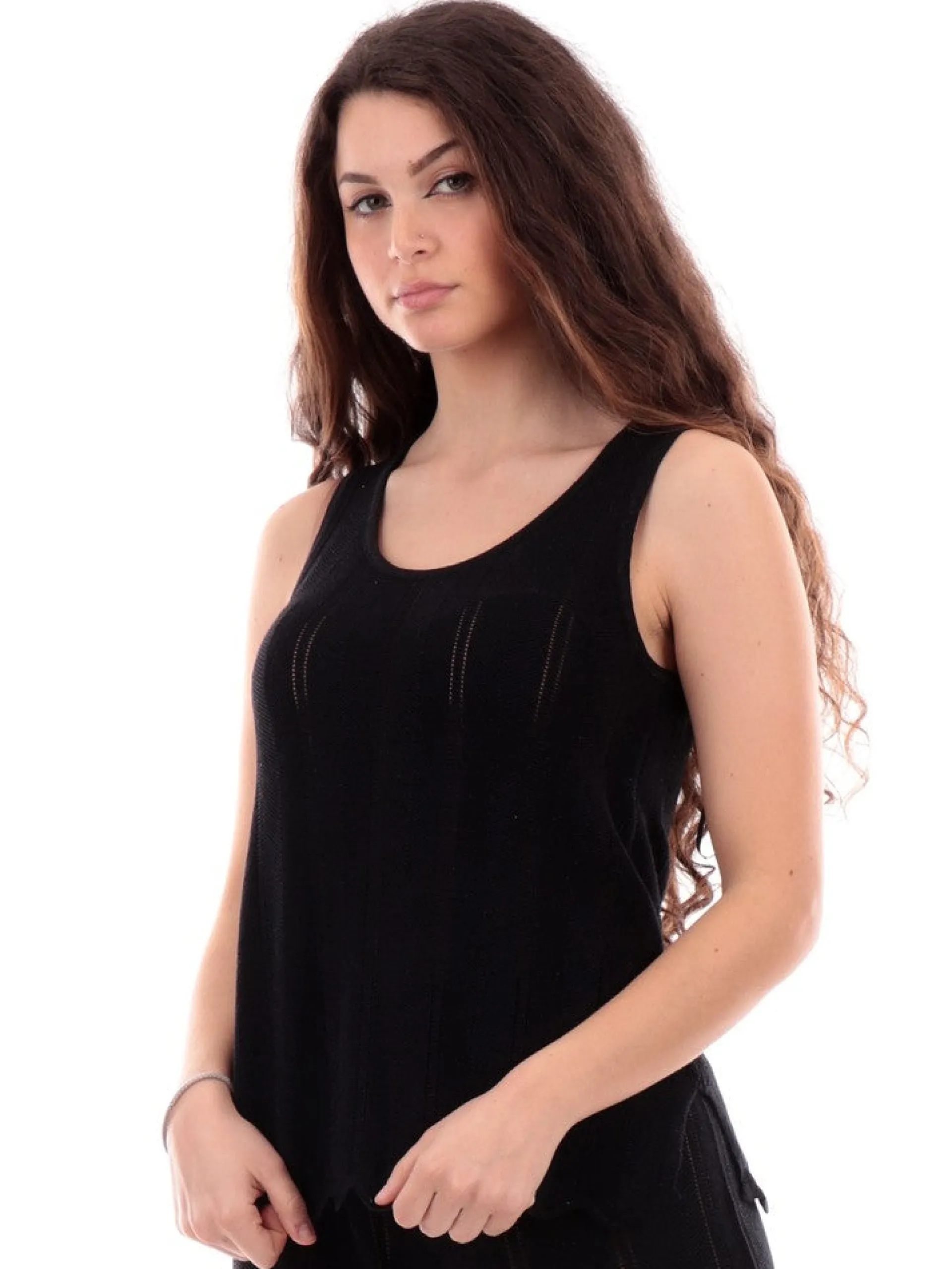 TIFFOSI Maglie*Canotta Top uncinetto donna lurex neri 1005528