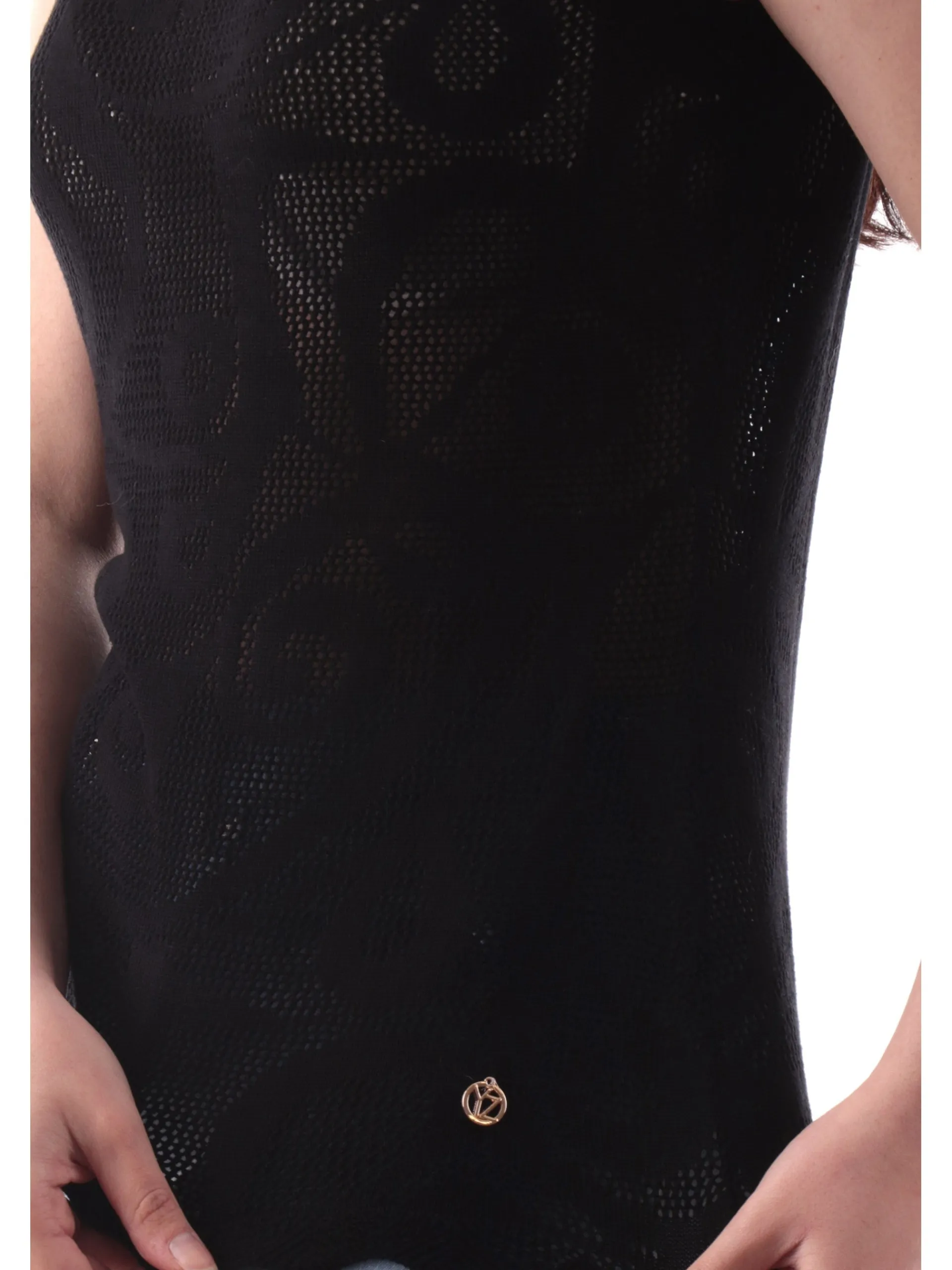YES ZEE Maglie*Canotta donna in filo traforata nera M227I9000801
