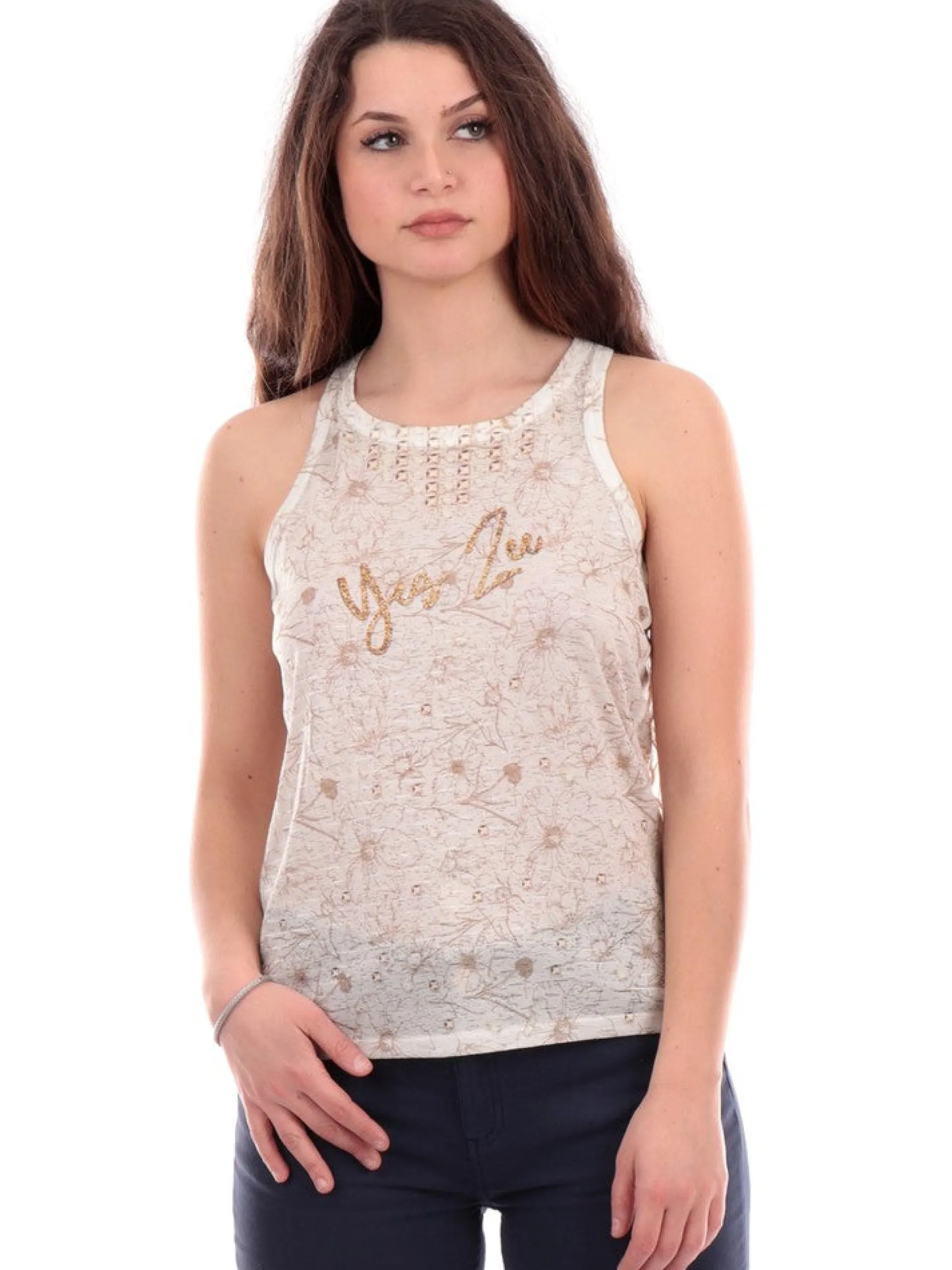 YES ZEE Maglie*Canotta oro da donna T278Y306