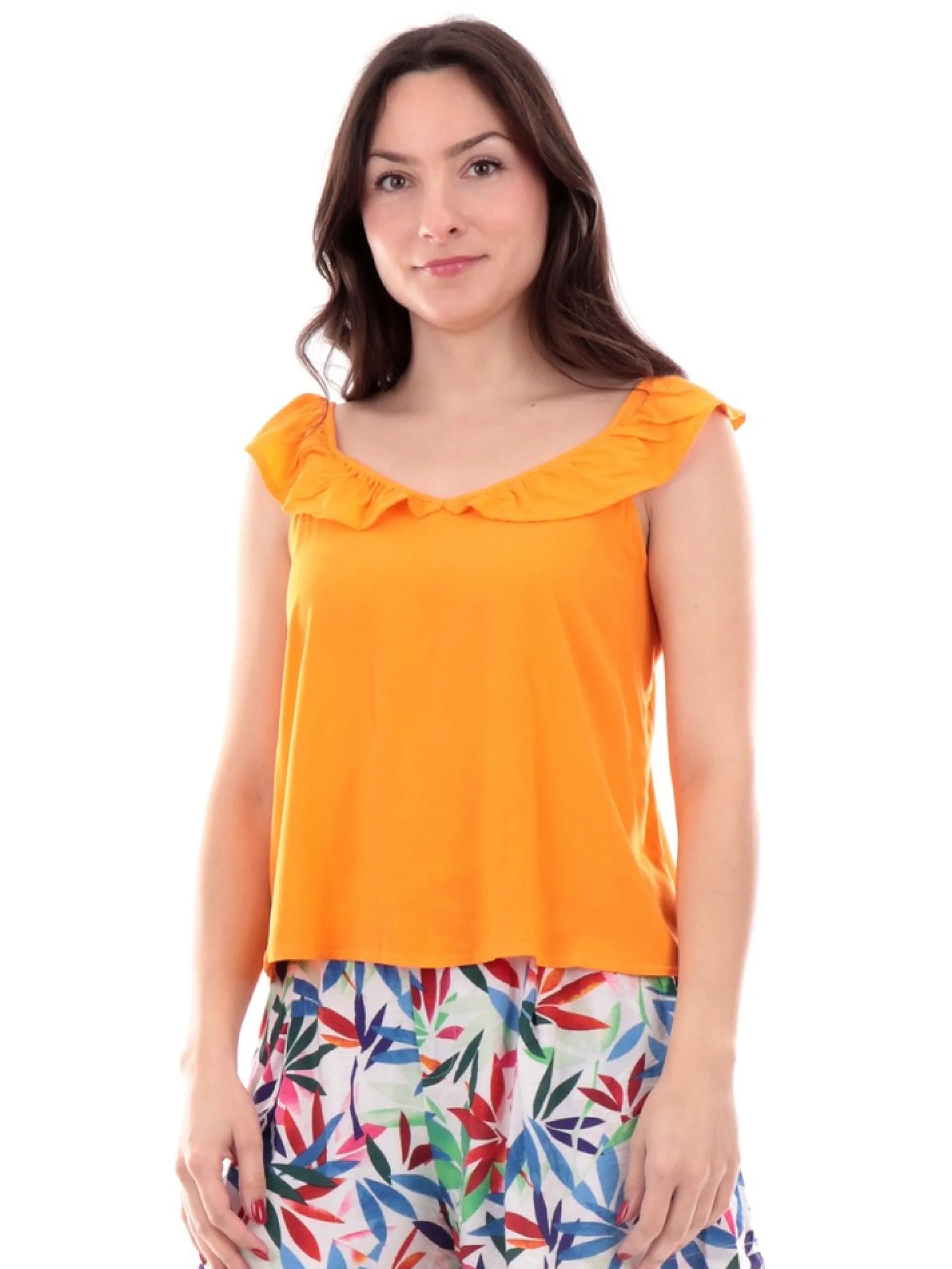 ONLY Maglie*Canottiera Arancione con bretelline scollo a V da Donna 15256600