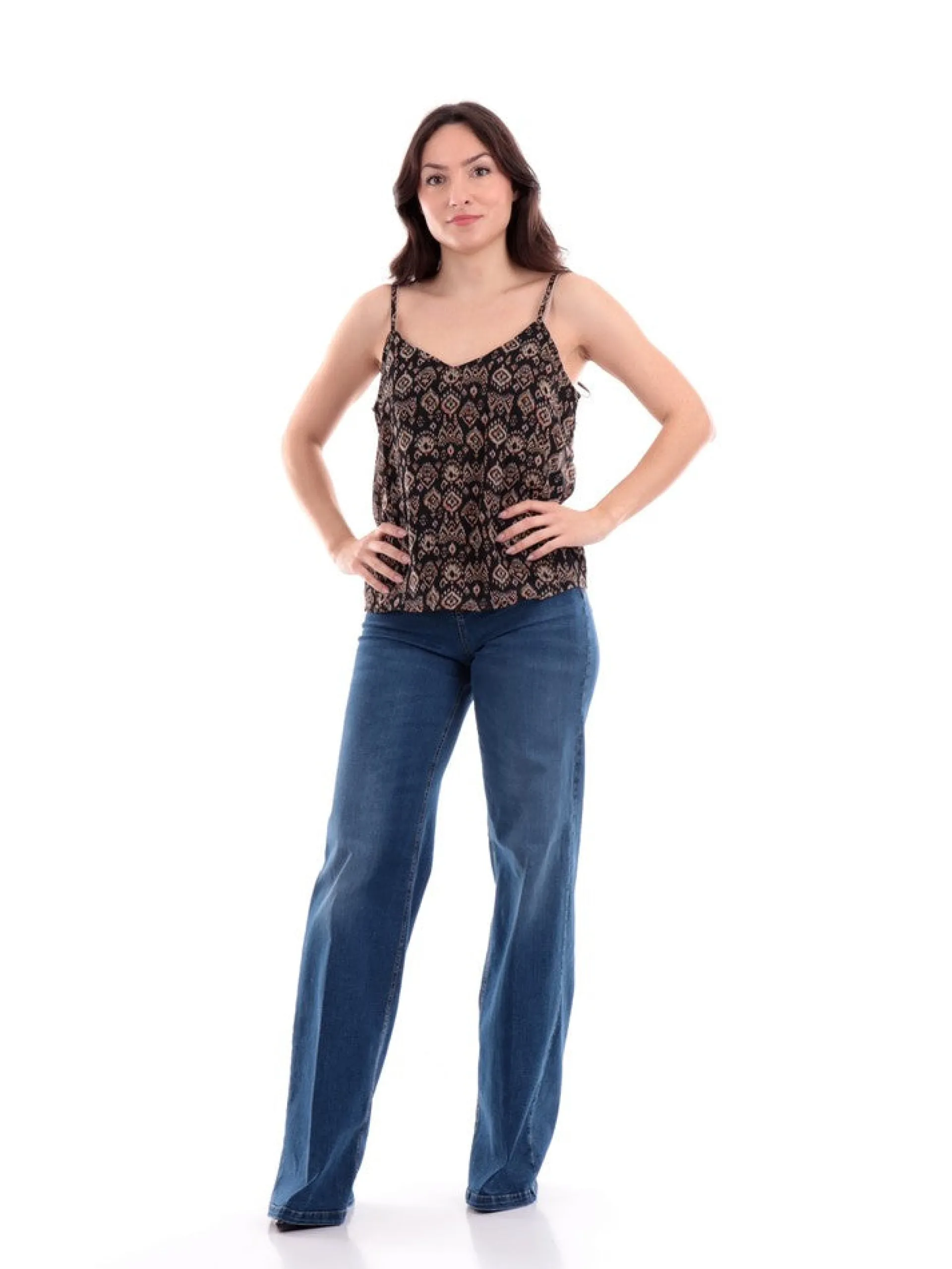 ONLY Maglie*Canottiera Sottogiacca con bretelline Scollo a V Nera ad Donna 15283844
