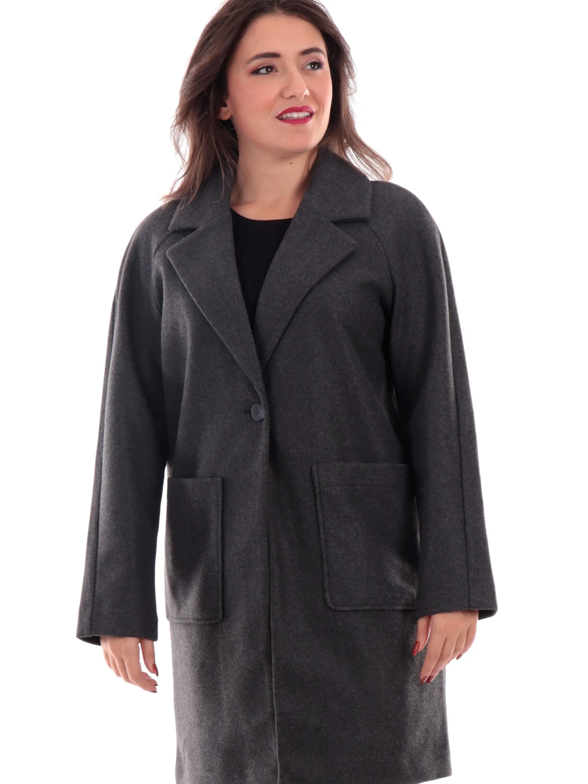 ONLY Cappotti*Cappotto donna grigio scuro Life 15285883