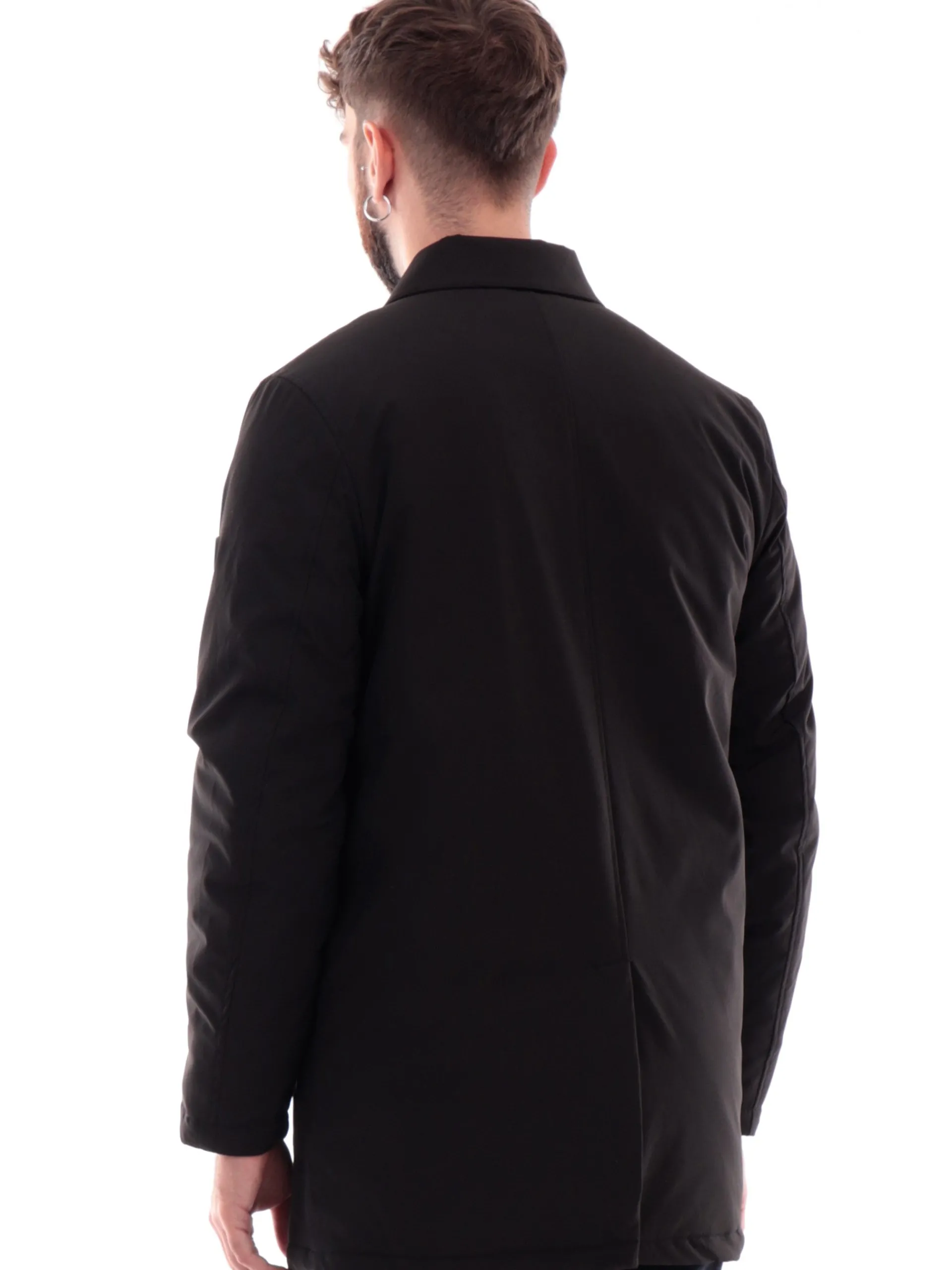 MARKUP Giubbotti*Cappotto nero da uomo realizzato in tessuto tecnico Softshell MK794014