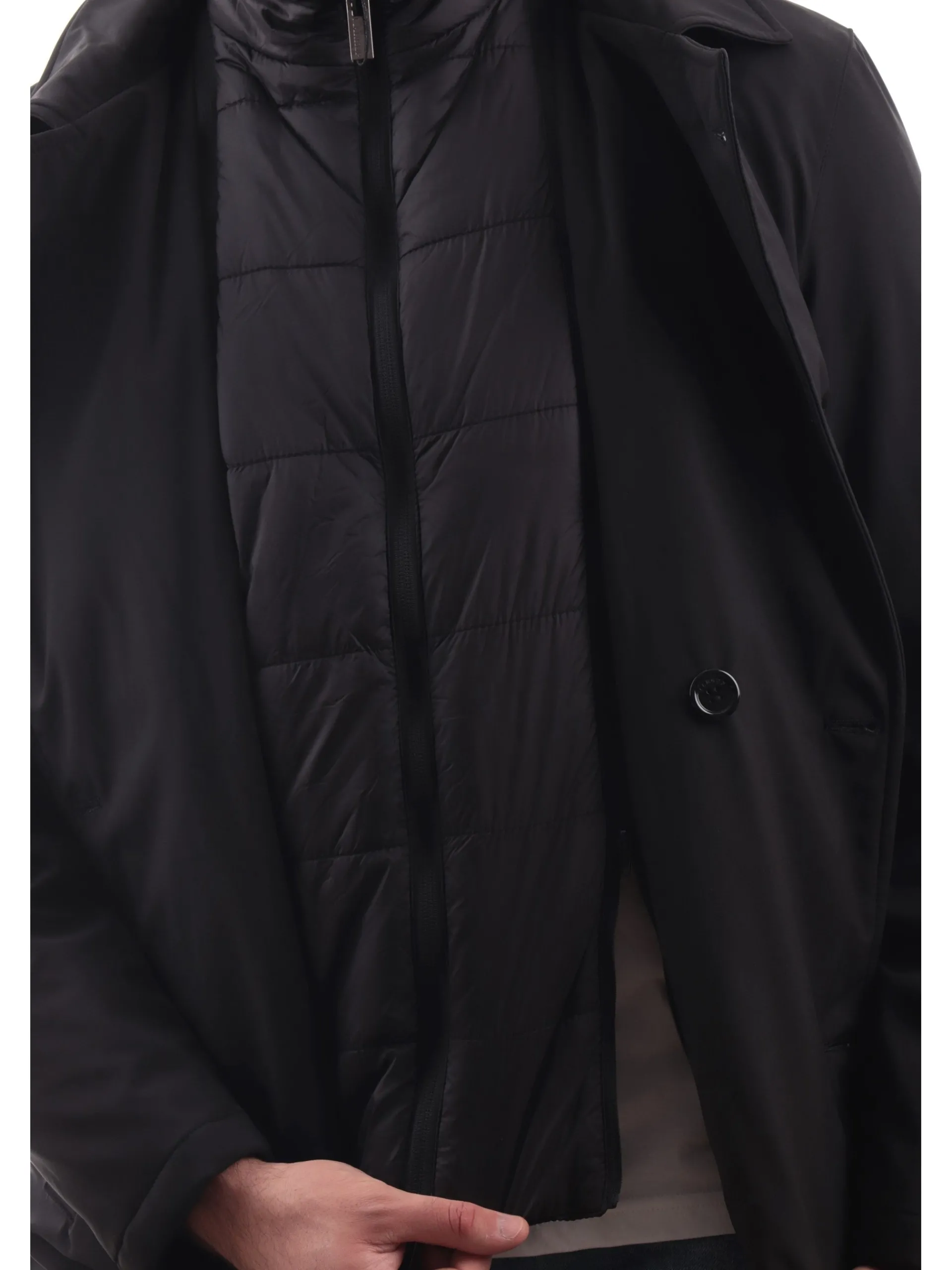 MARKUP Giubbotti*Cappotto nero da uomo con gilet interno removibile MK794046