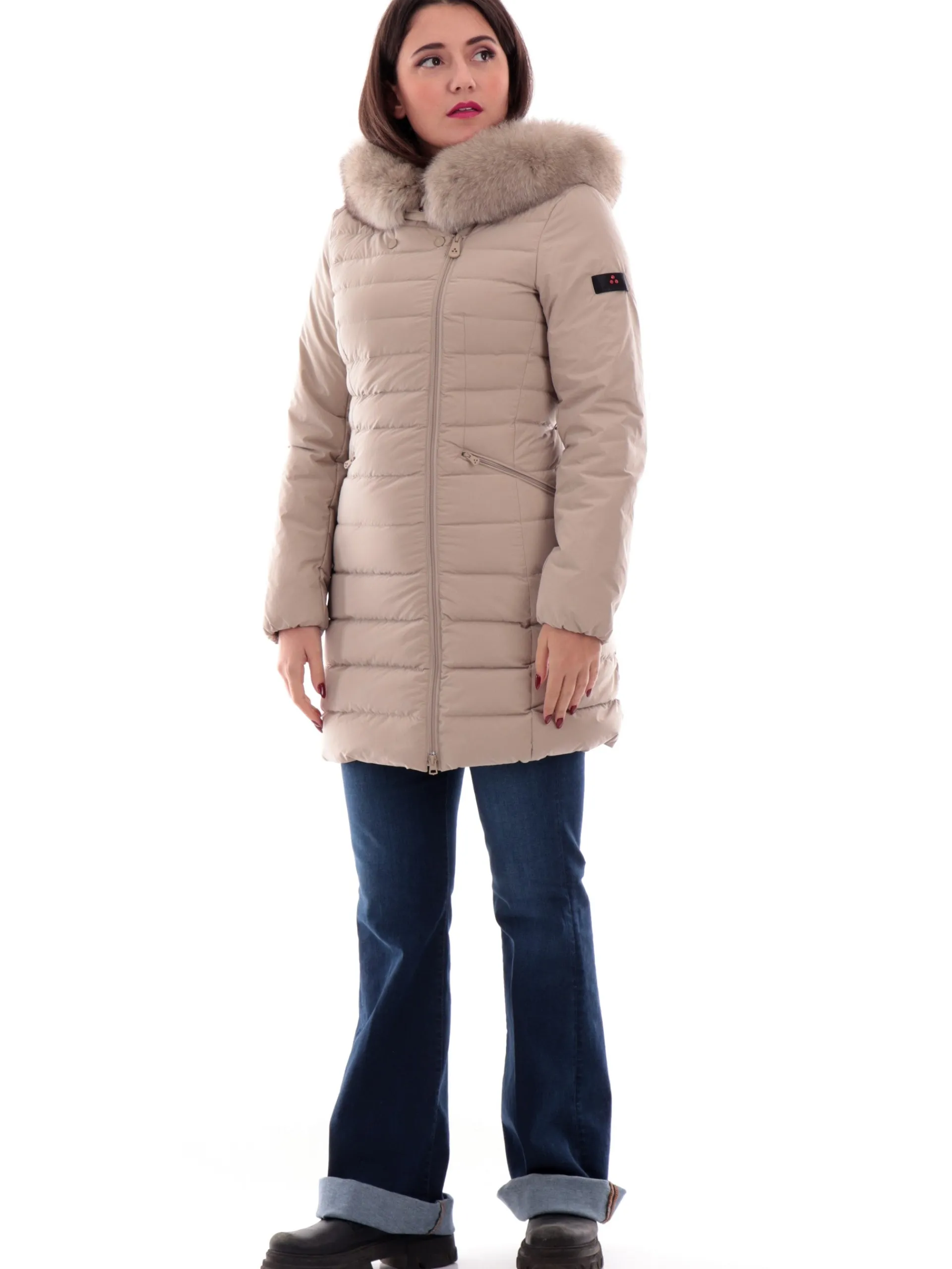 PEUTEREY Giubbotti*Cappotto Seriola ML 04 beige da donna con pelliccia 365701190986