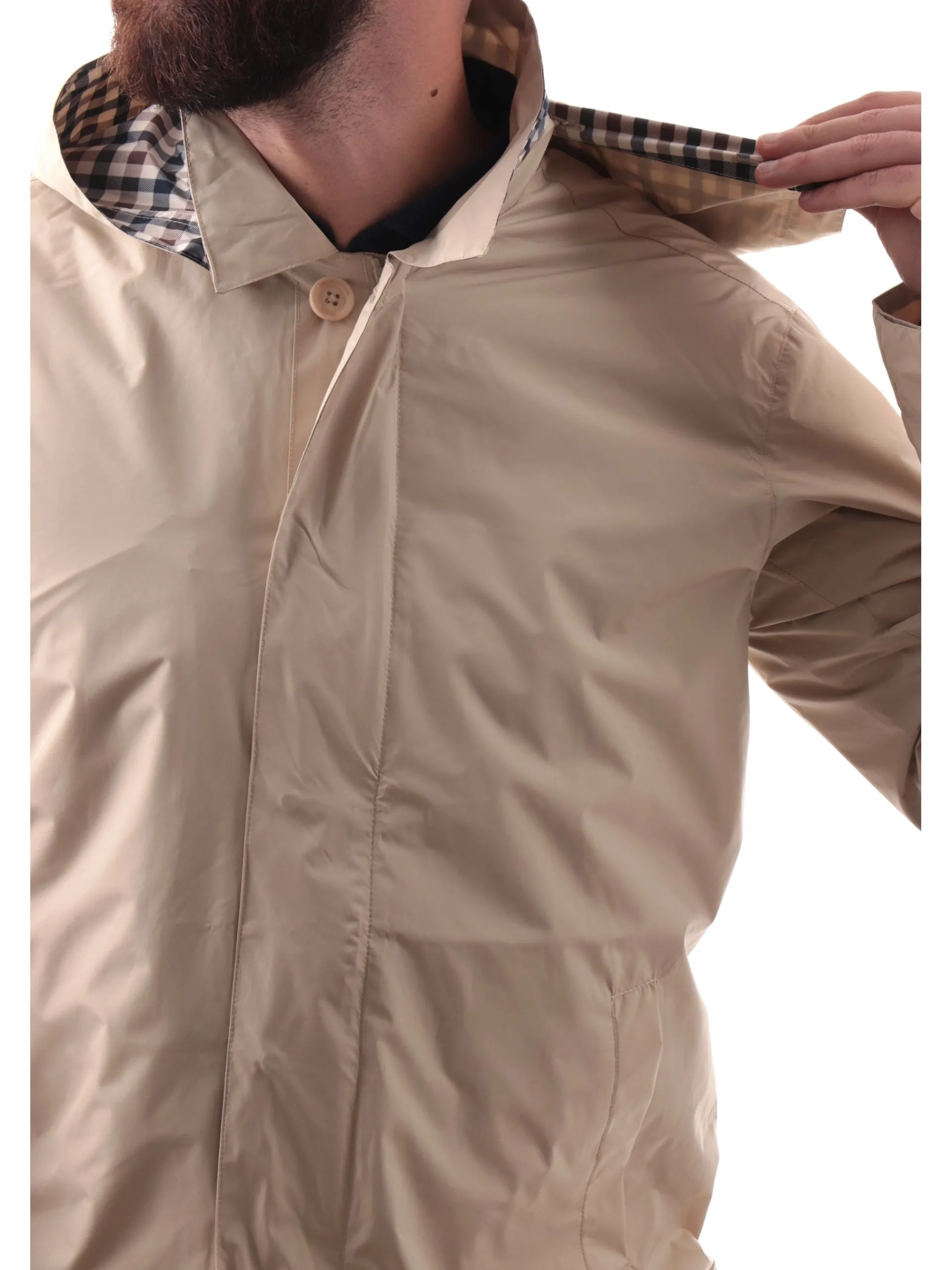 AQUASCUTUM Cappotti*Cappotto primaverile beige da uomo AAB005JK014