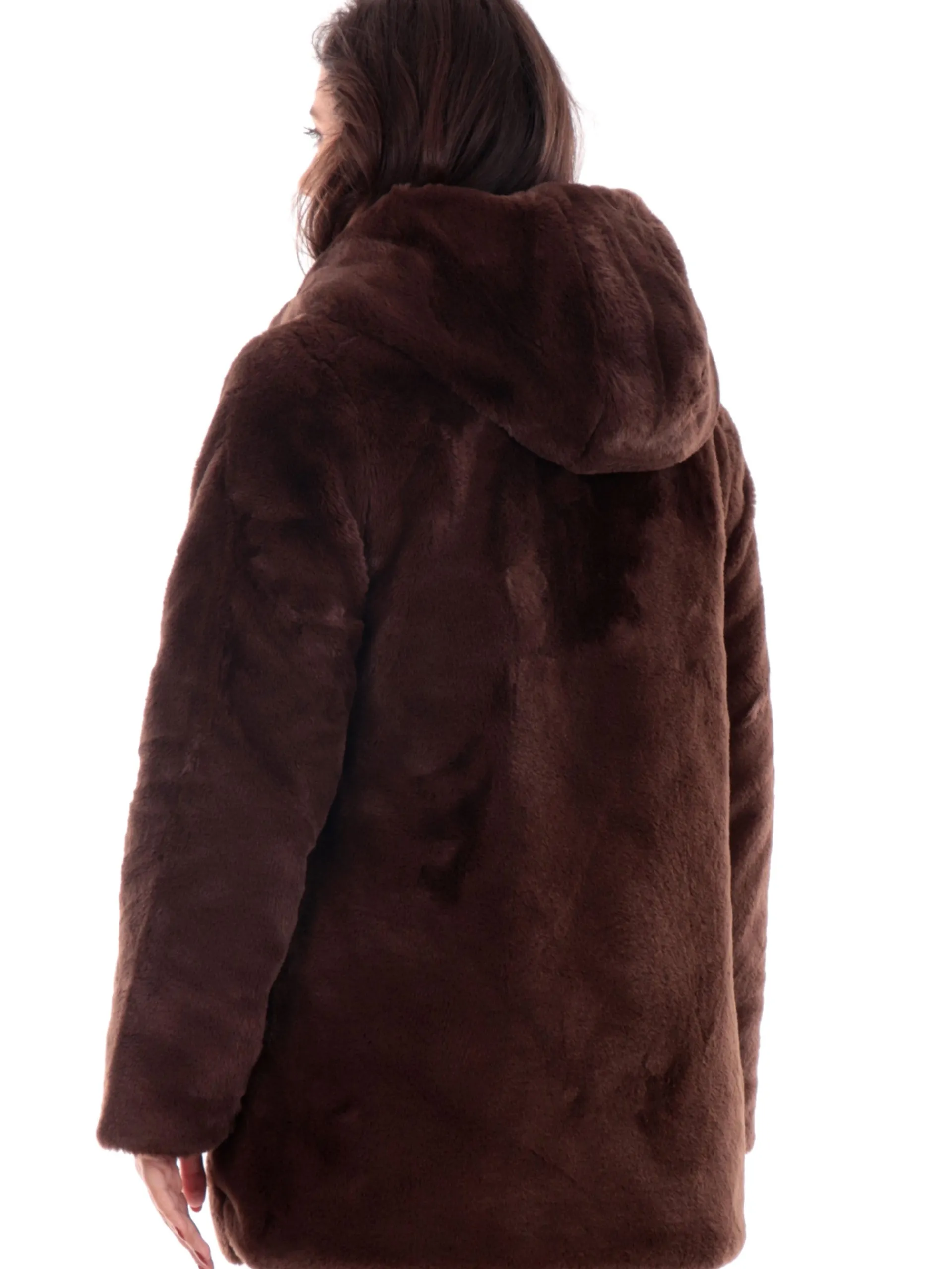 SAVE THE DUCK Giubbotti*Cappotto reversibile Bridget marrone da donna teddy D40070WFURY19