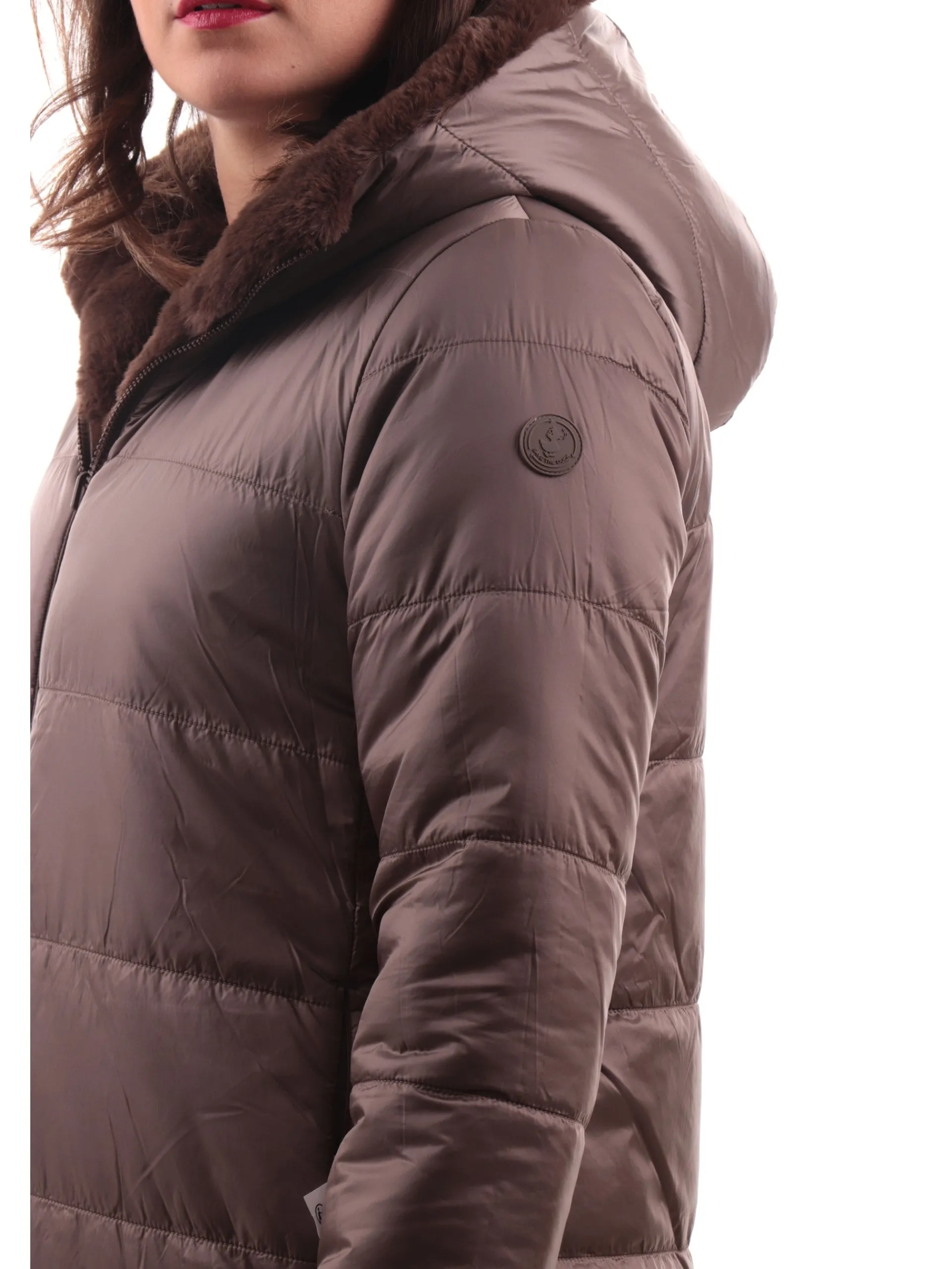 SAVE THE DUCK Giubbotti*Cappotto reversibile Bridget marrone da donna teddy D40070WFURY19