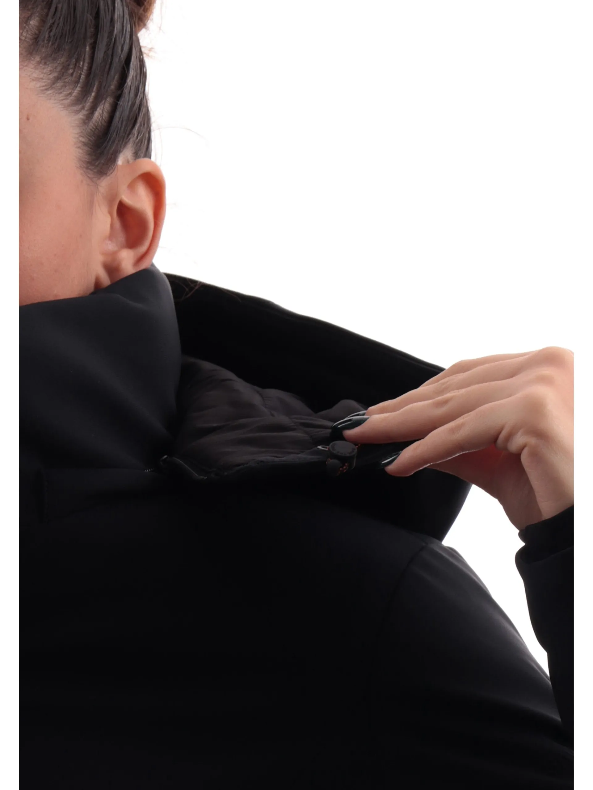 SAVE THE DUCK Giubbotti*Cappotto nero da donna Lila tessuto tecnico D43490WLEXY19