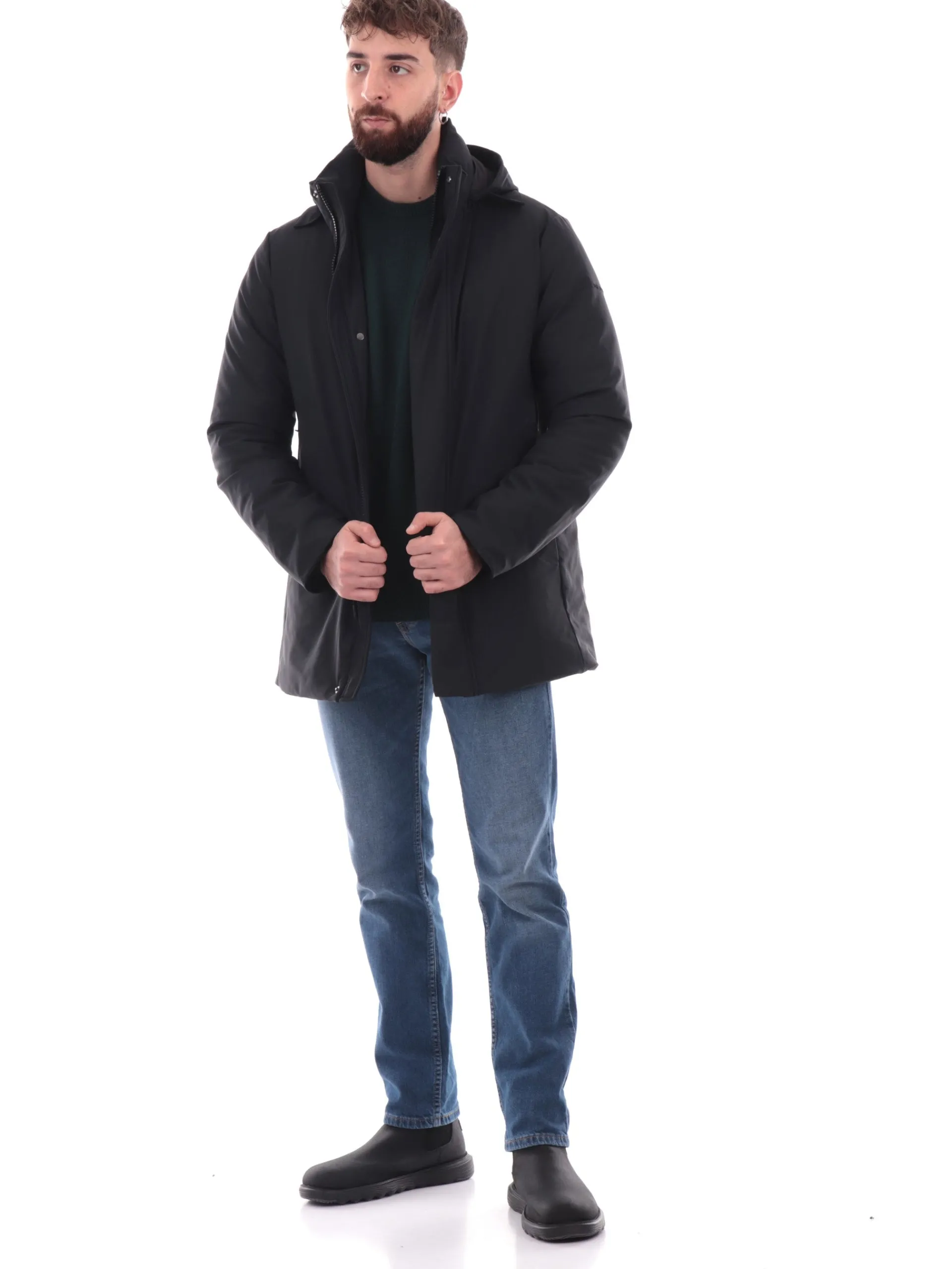 SAVE THE DUCK Giubbotti*Cappotto Pteris nero da uomo tessuto tecnico D41370MLEXY19