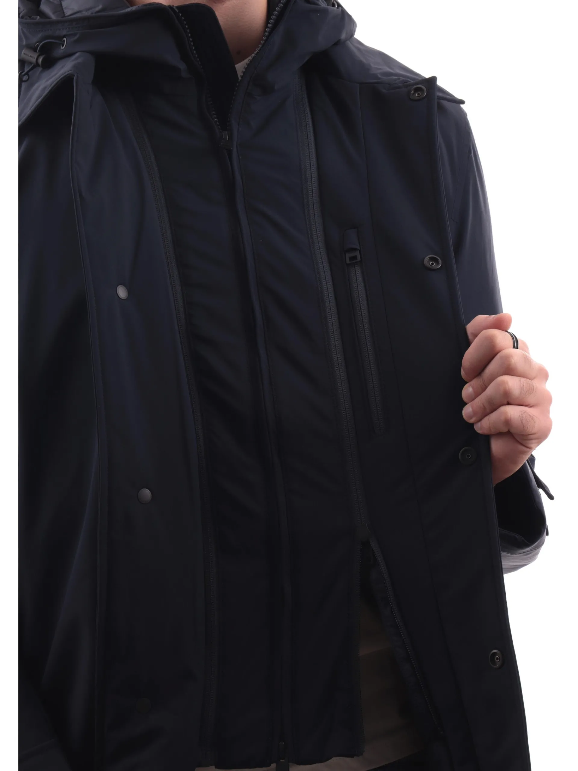 WOOLRICH Giubbotti*Cappotto blu da uomo con gilet interno removibile Carcoat 0928MRUT3339