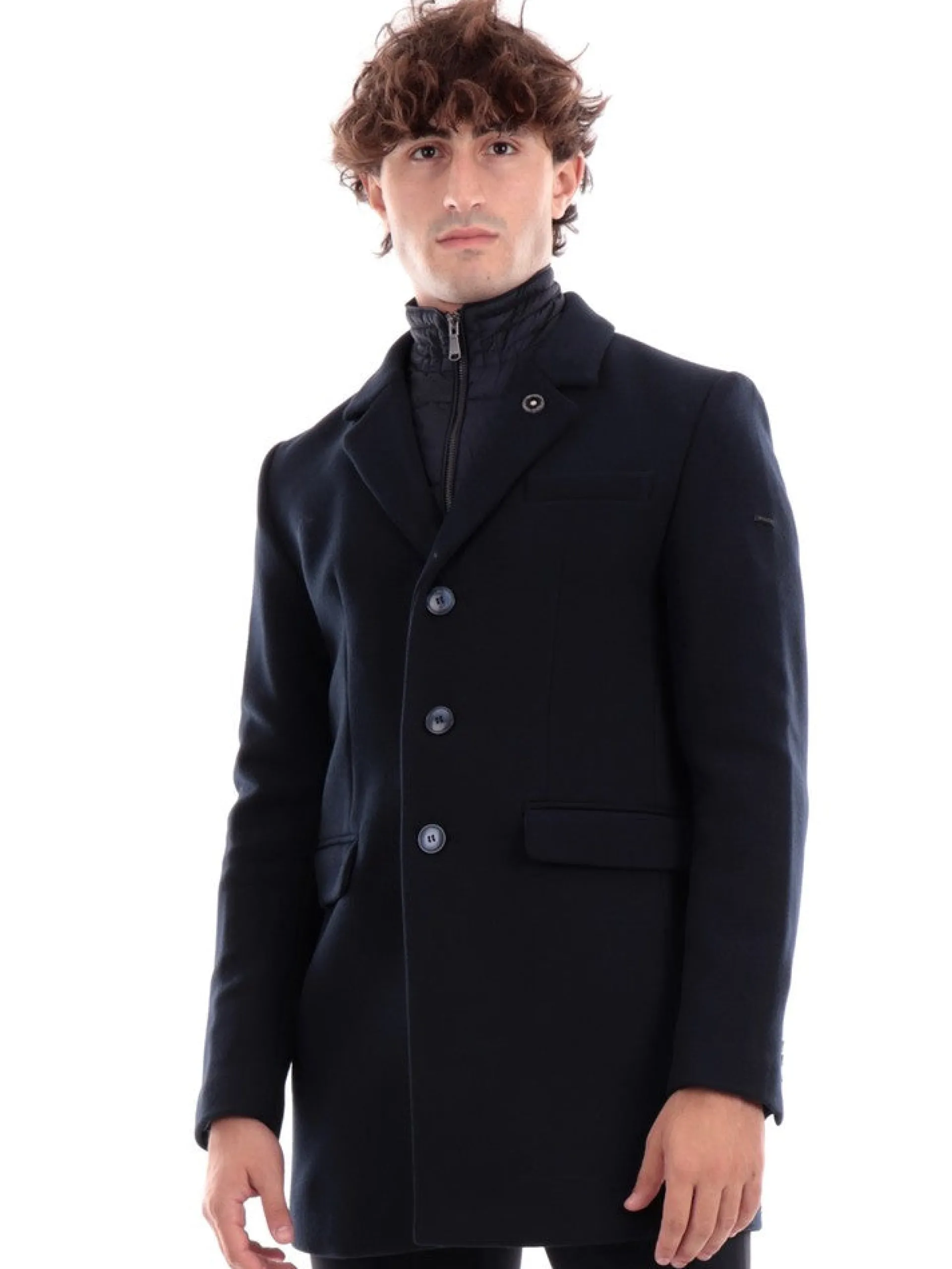YES ZEE Cappotti*Cappotto blu da uomo con gilet removibile O816KK000