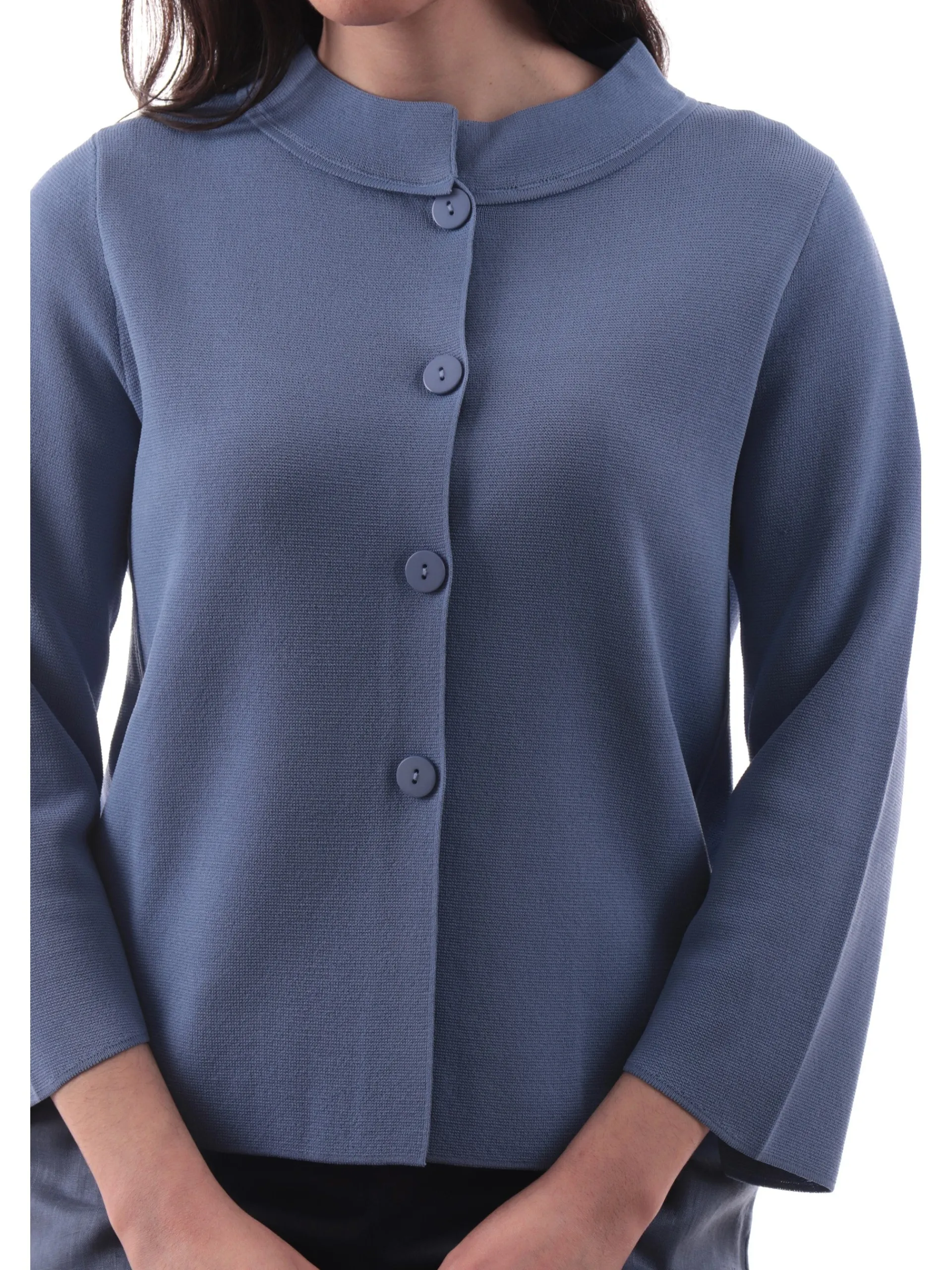 ANIS Maglie*Cardigan blu da donna con bottoni collo coreana maniche tre quarti 251W6174