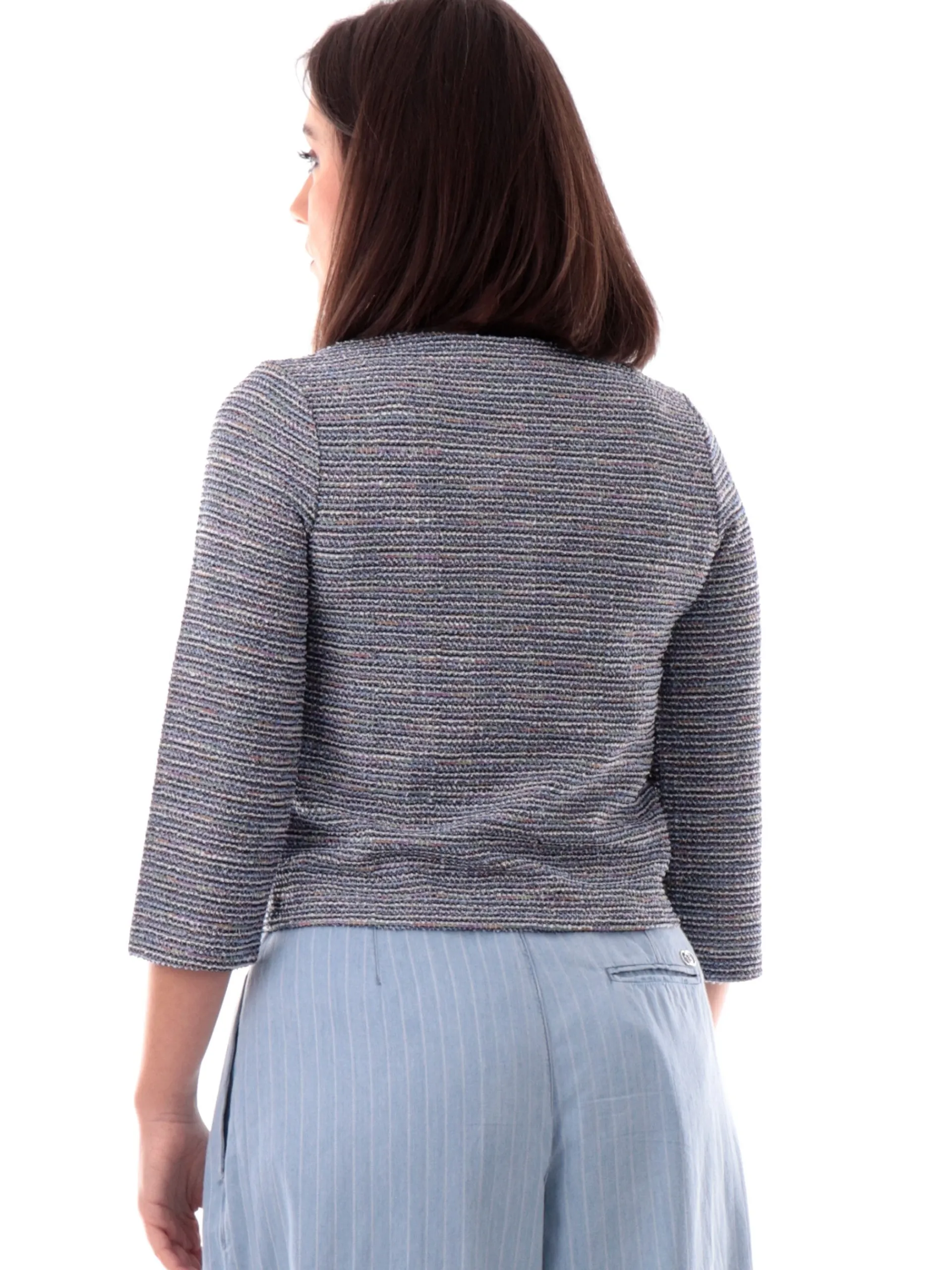 ANIS Giacche*Cardigan blu lurex da donna maniche tre quarti 251W1331