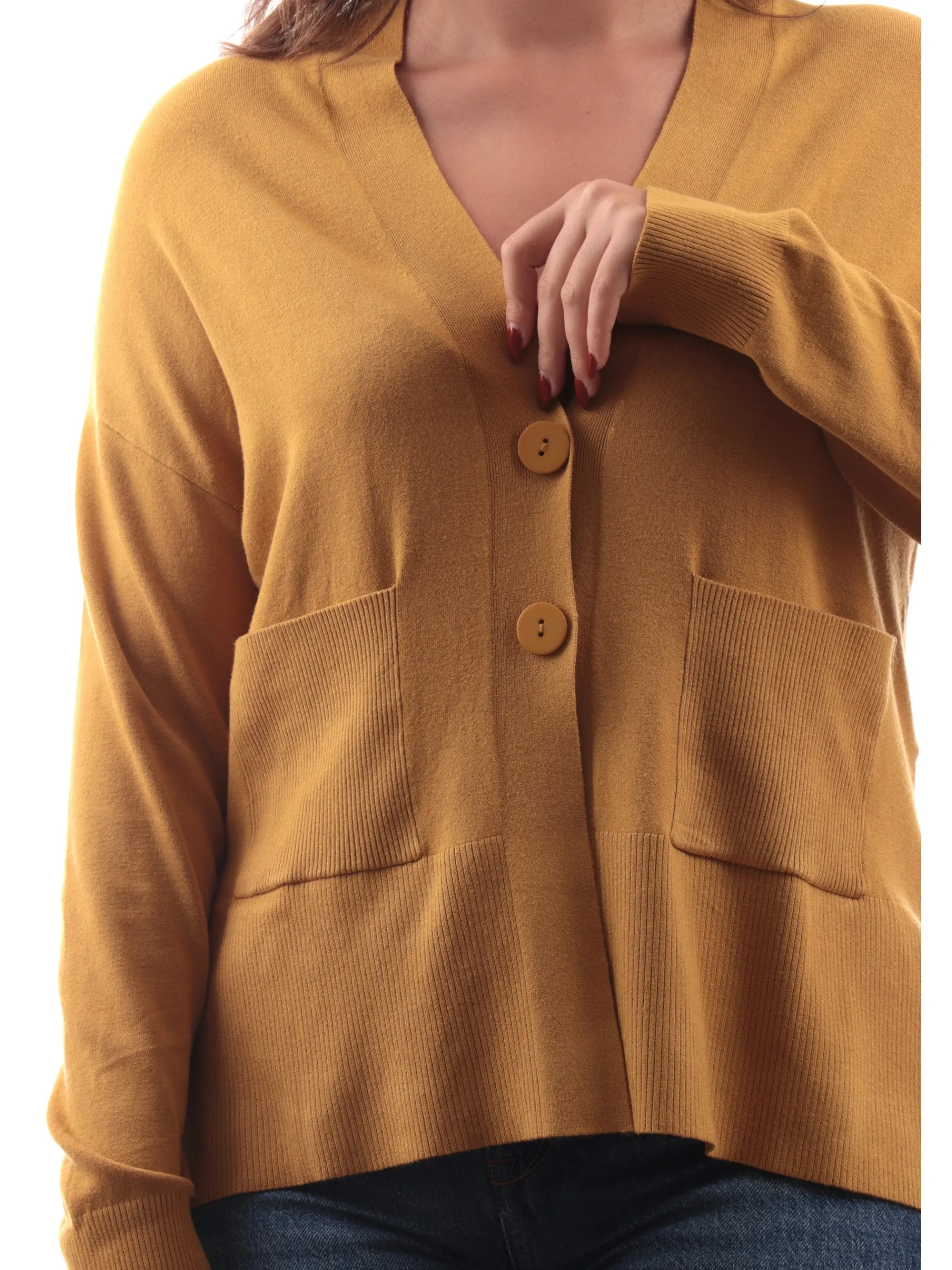 ANIS Maglie*Cardigan giallo da donna con bottoni 245W6025