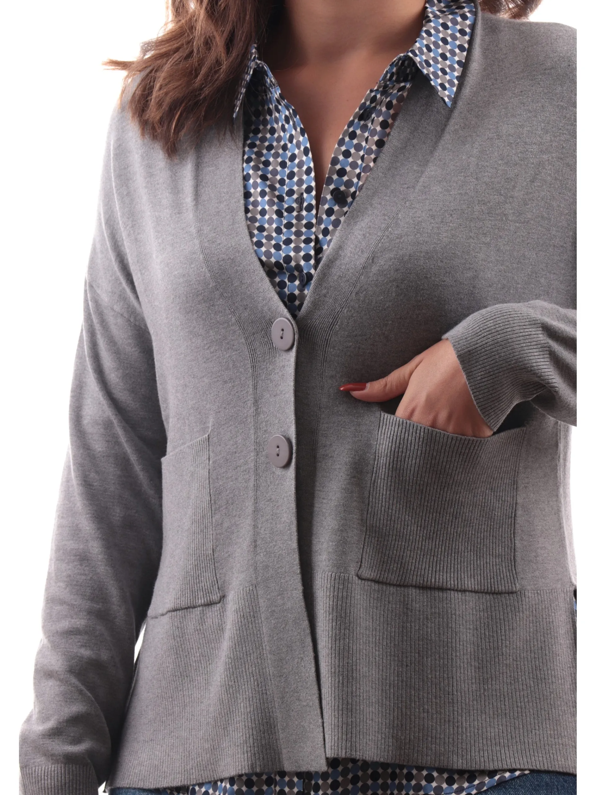ANIS Maglie*Cardigan grigio da donna con bottoni 245W6025