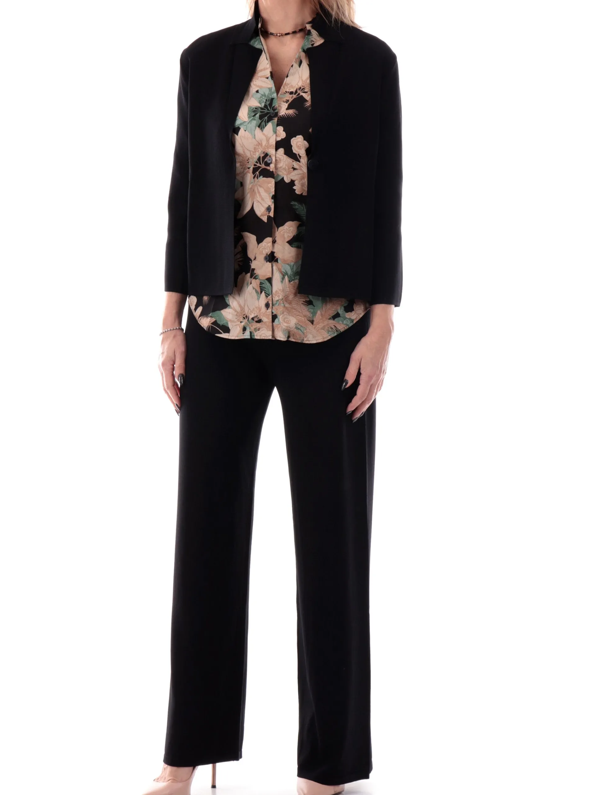 ANIS Maglie*Cardigan nero da donna giacca di filo con bottone 251W6172