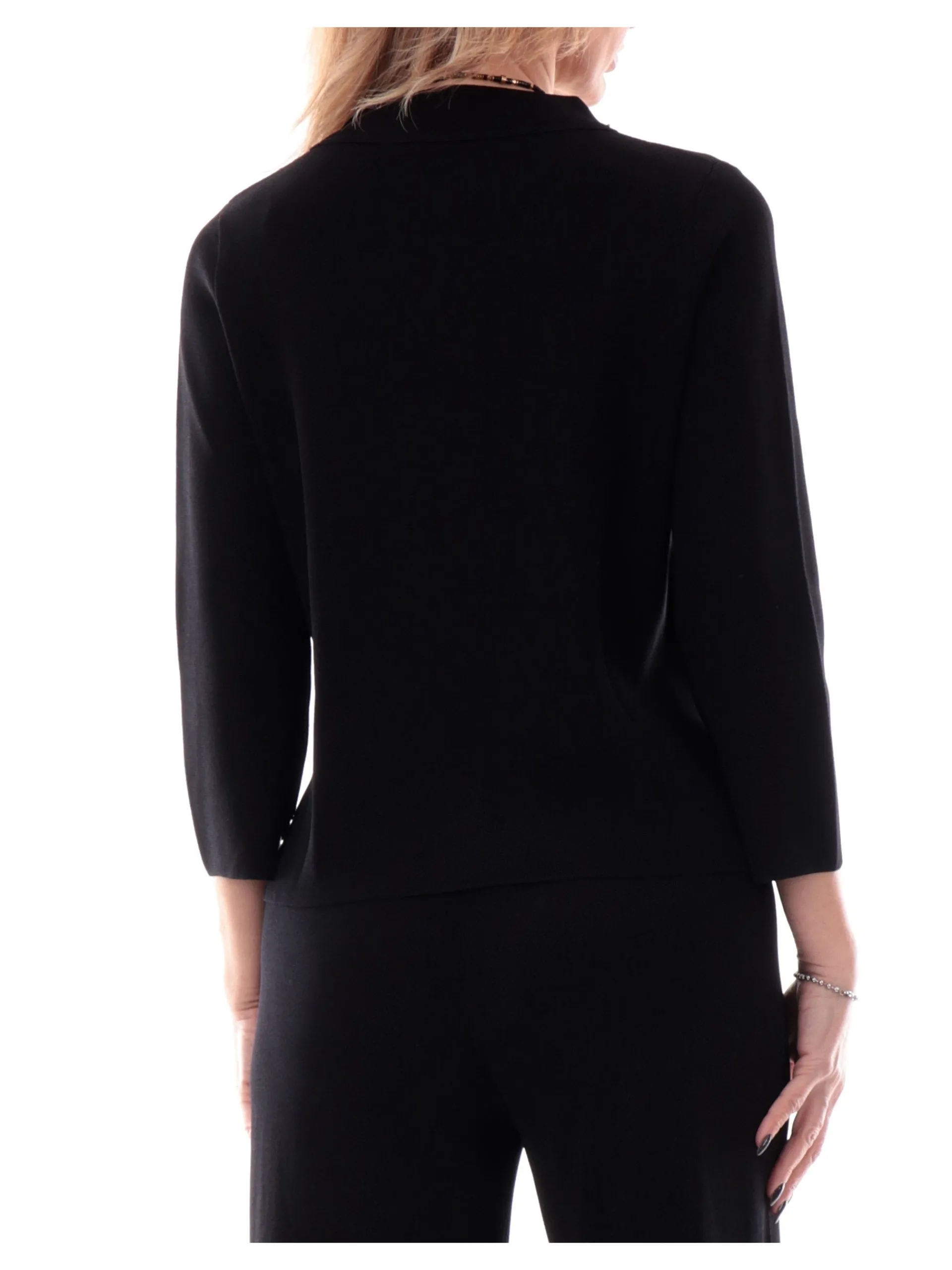 ANIS Maglie*Cardigan nero da donna con bottoni collo coreana maniche tre quarti 251W6174