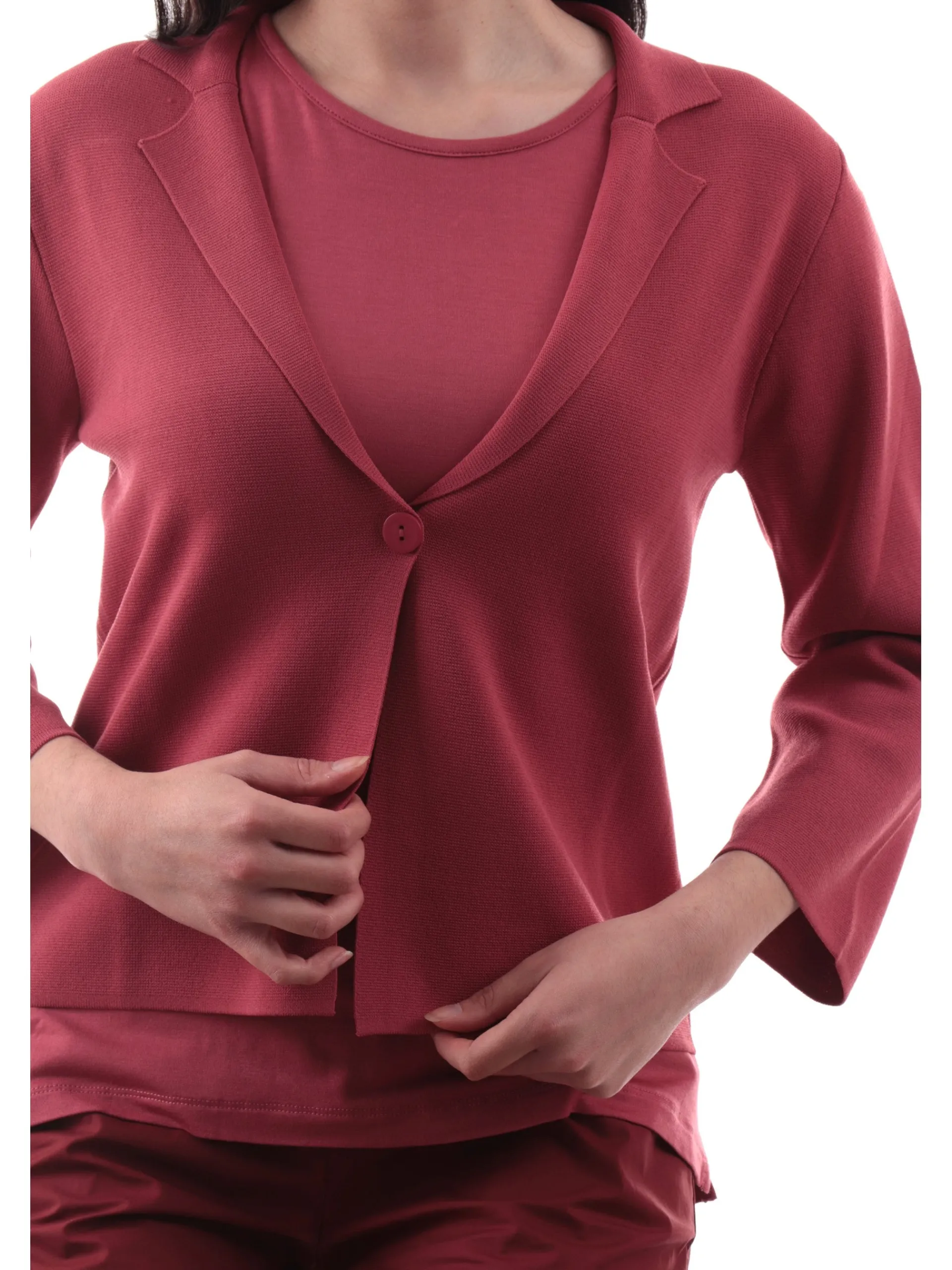 ANIS Maglie*Cardigan rosso da donna giacca di filo con bottone 251W6172