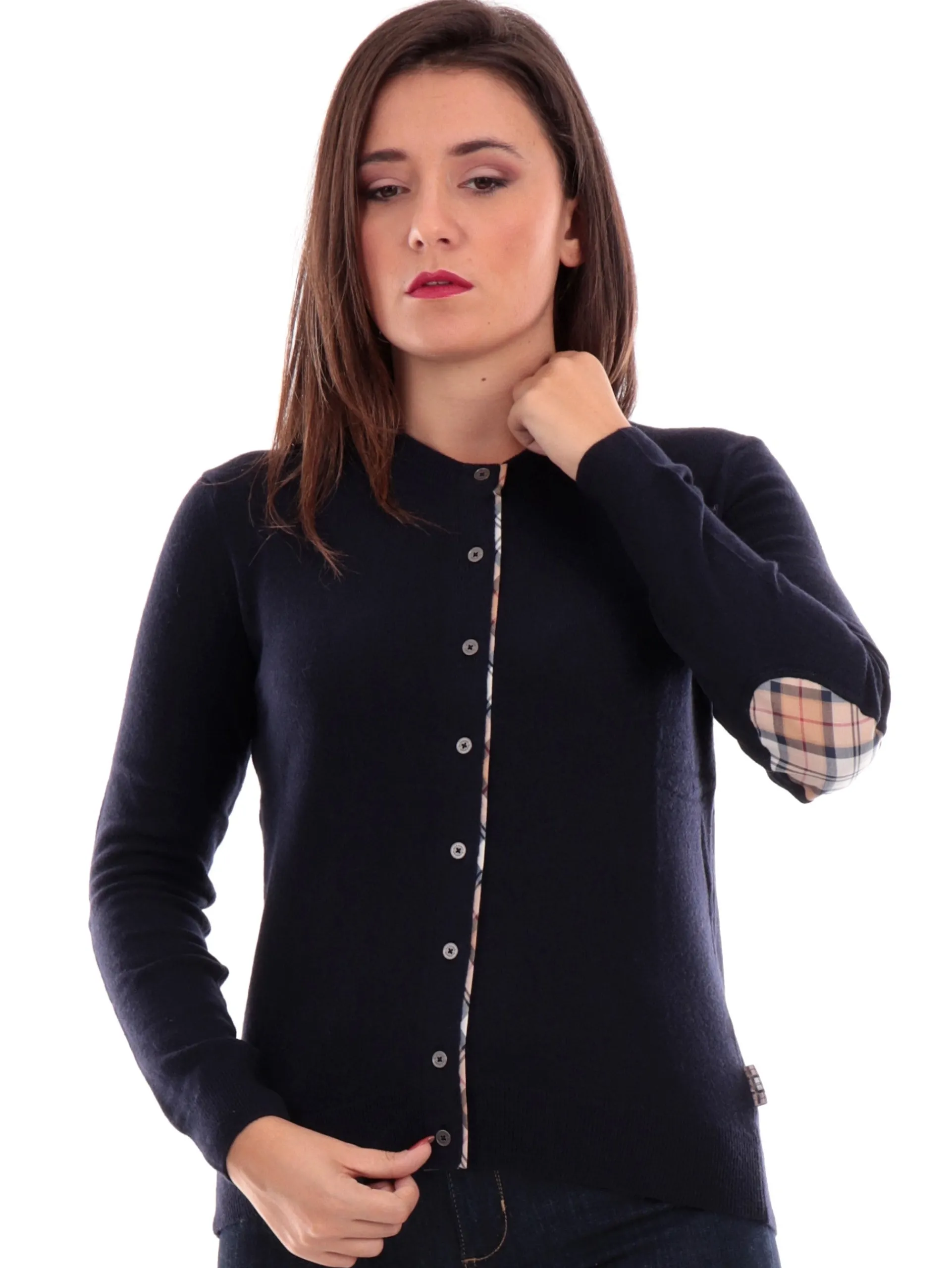 BARBOUR Maglie*Cardigan blu da donna girocollo LKN1076