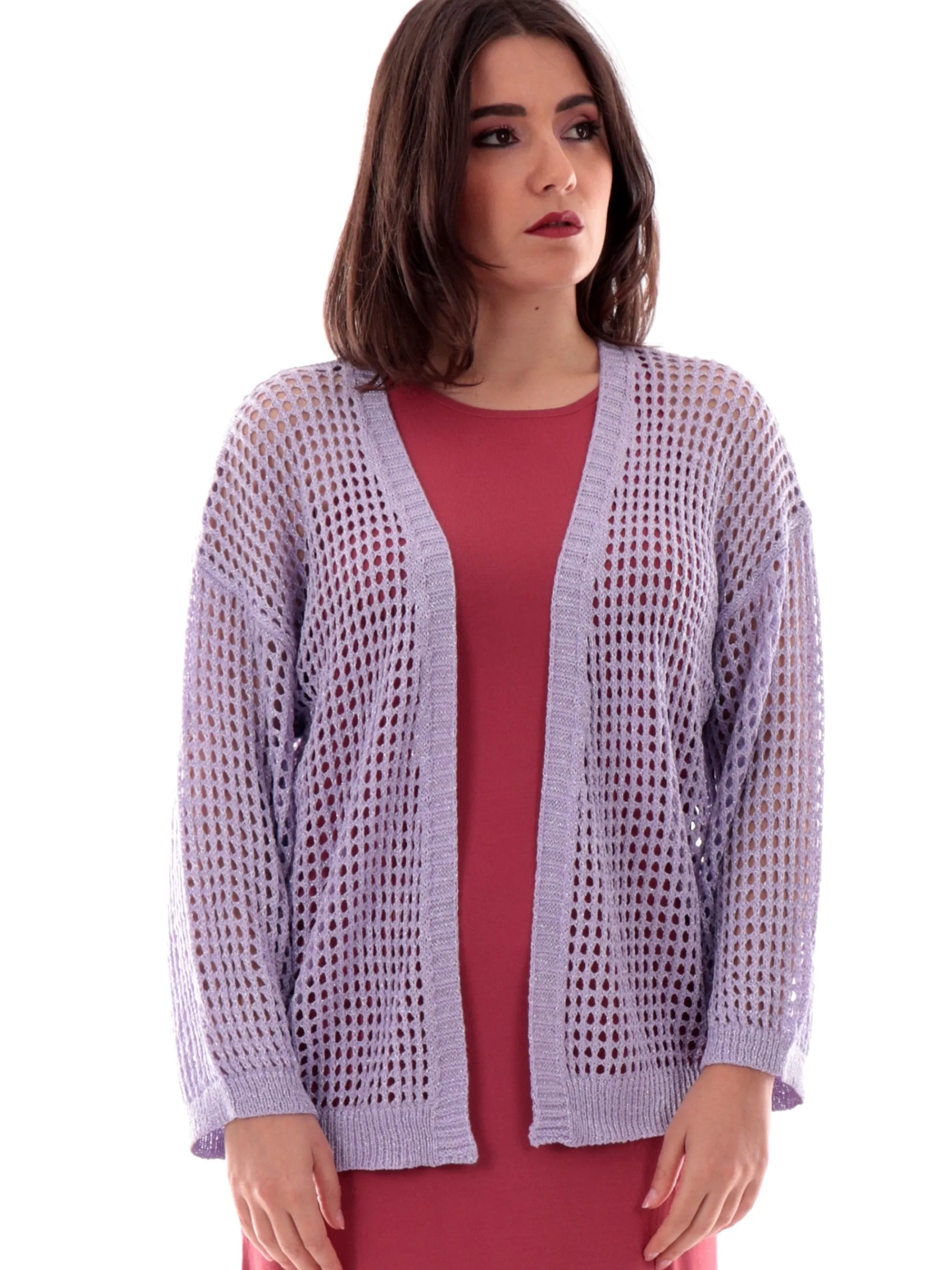 MOLLYBRACKEN Maglie*Cardigan donna Molly bucherellato viola vestibilità morbida LA1711DP