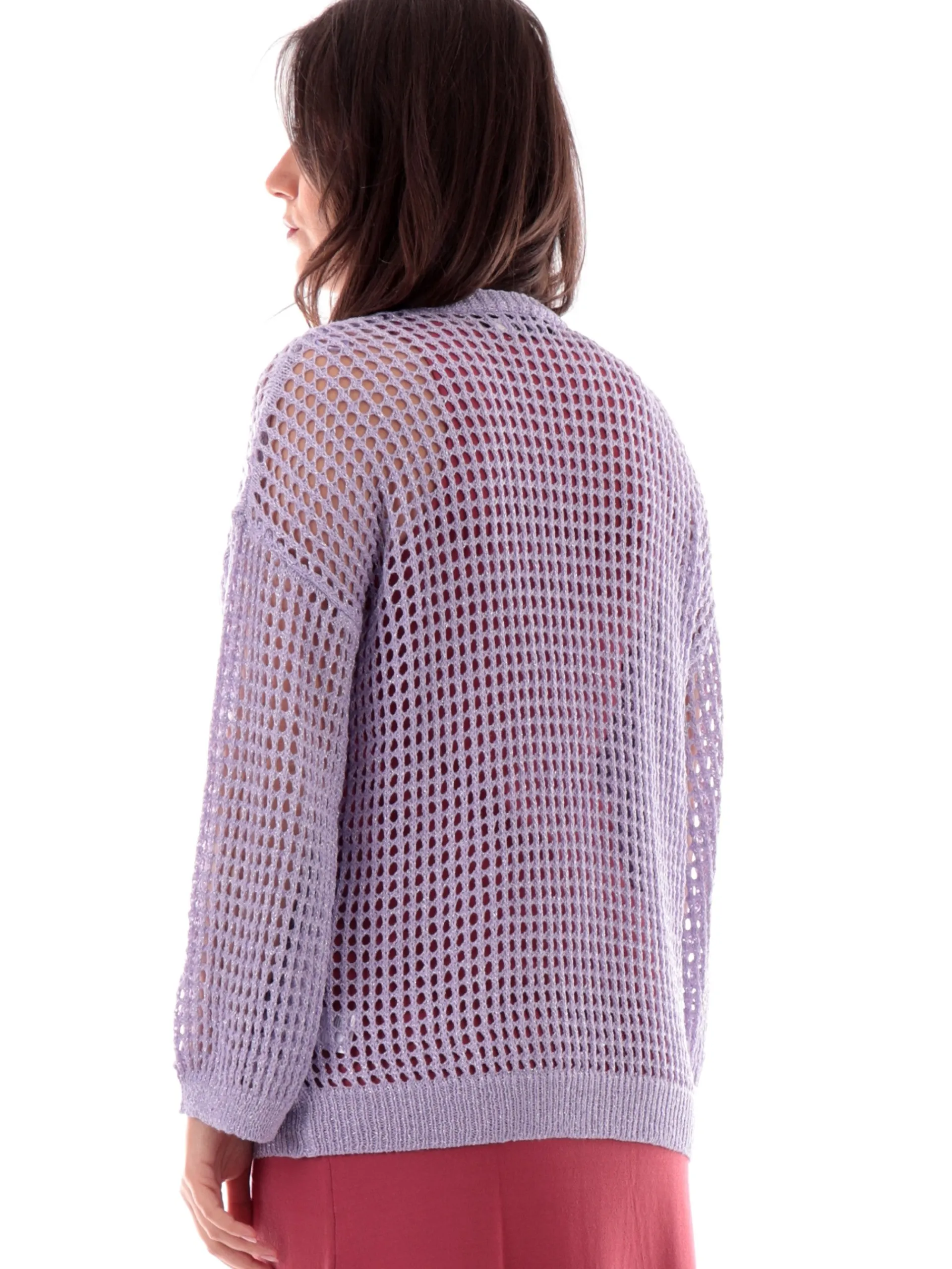 MOLLYBRACKEN Maglie*Cardigan donna Molly bucherellato viola vestibilità morbida LA1711DP