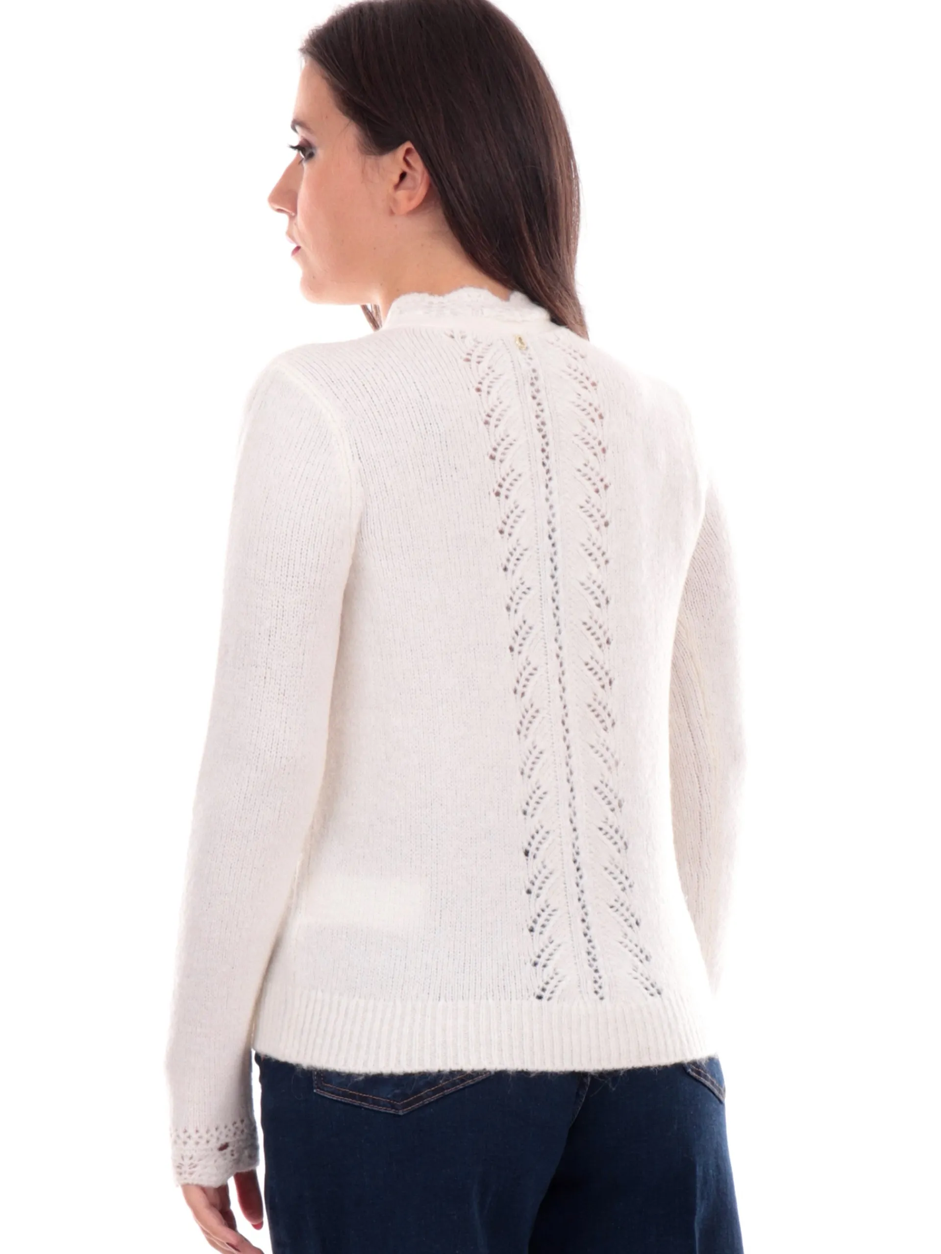 GUESS Maglie*Cardigan bianco da donna Crochet W4BR0LZ3LG0