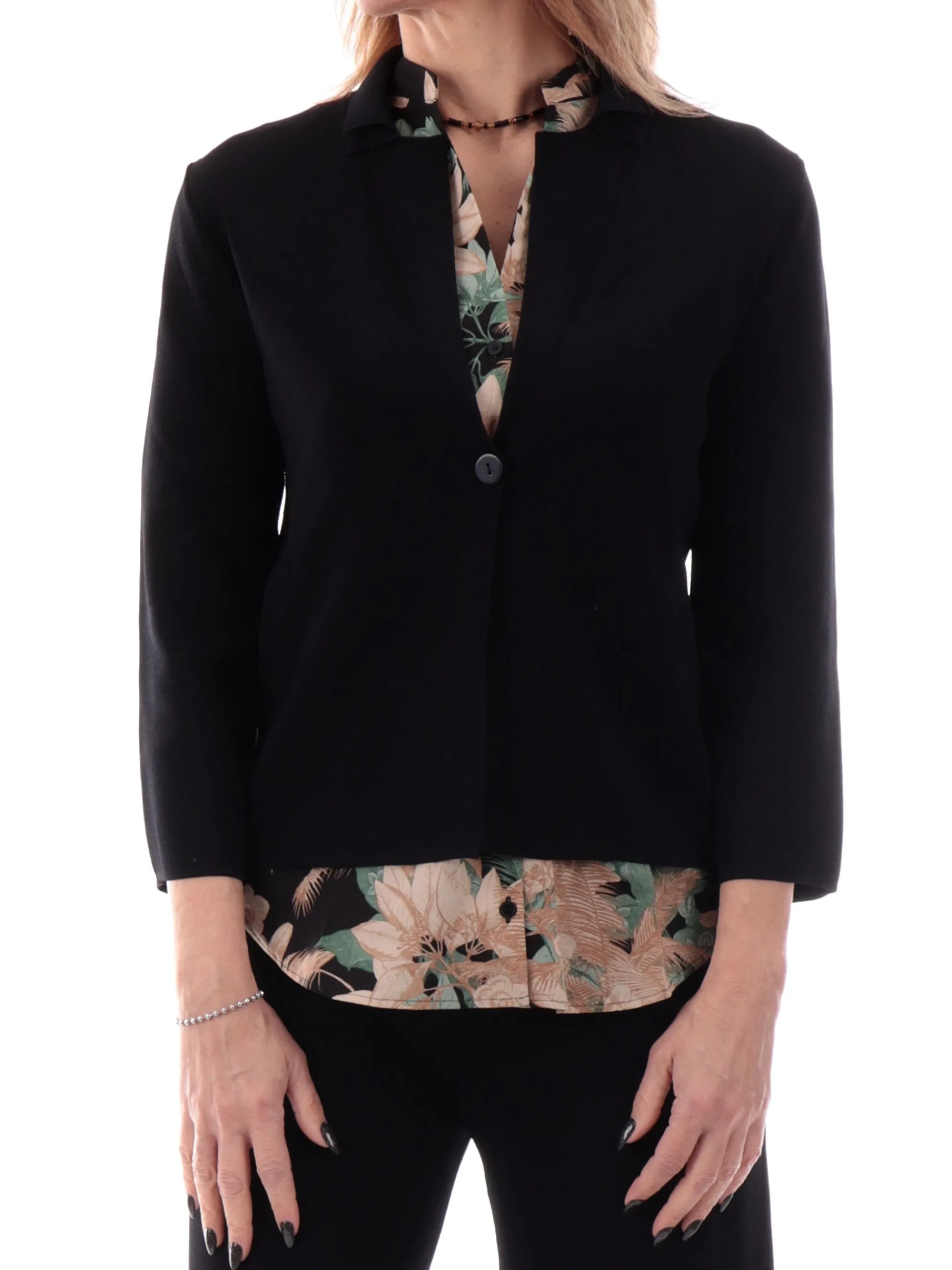 ANIS Maglie*Cardigan Kimono nero da donna in filo di viscosa 251W6172 029