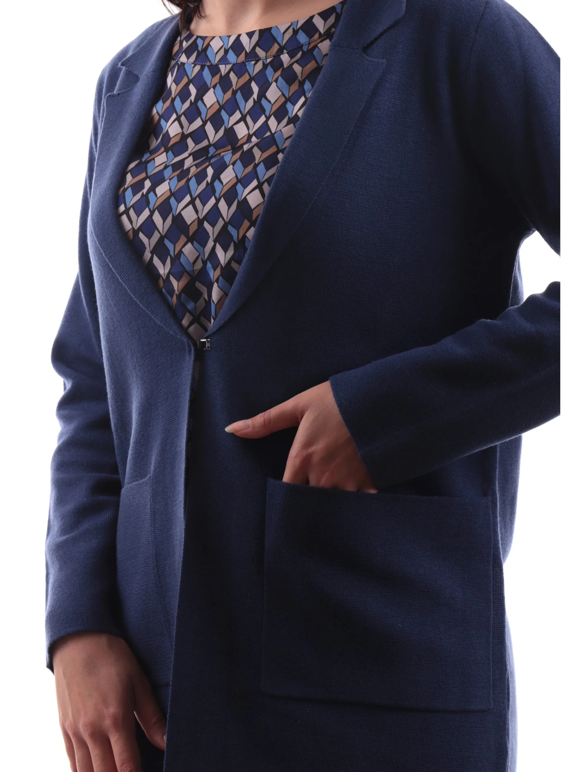 ANIS Maglie*Cardigan lungo blu da donna maniche lunghe 245W1307
