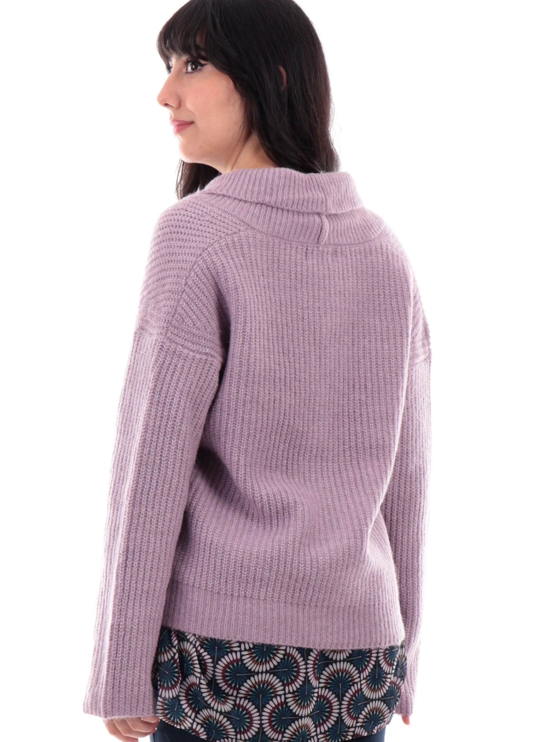 MOLLYBRACKEN Maglie*Cardigan Molly Bracken con rever viola da donna scollo a V M143CN