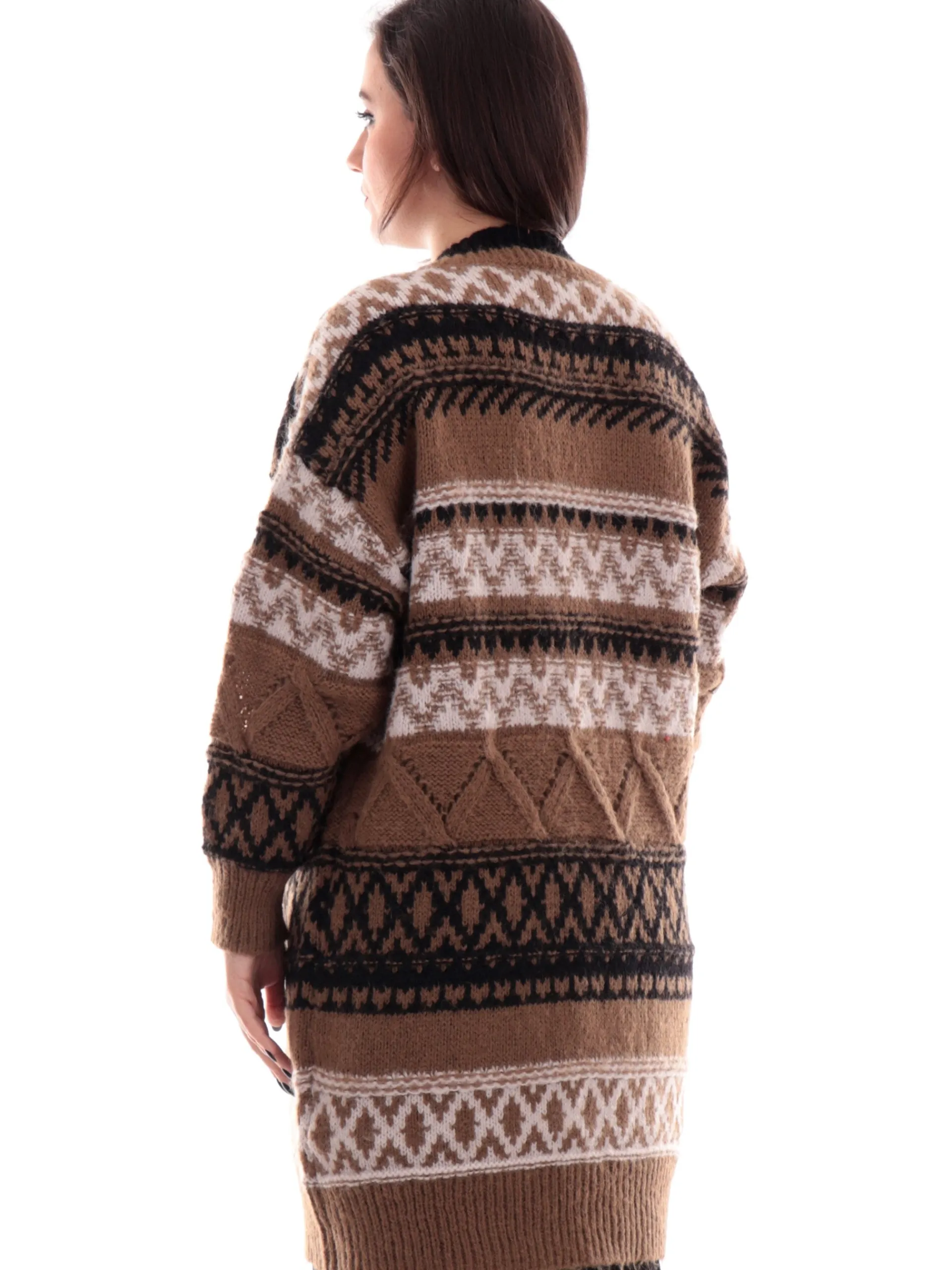 ONLY Maglie*Cardigan marrone da donna lungo Open 15327648