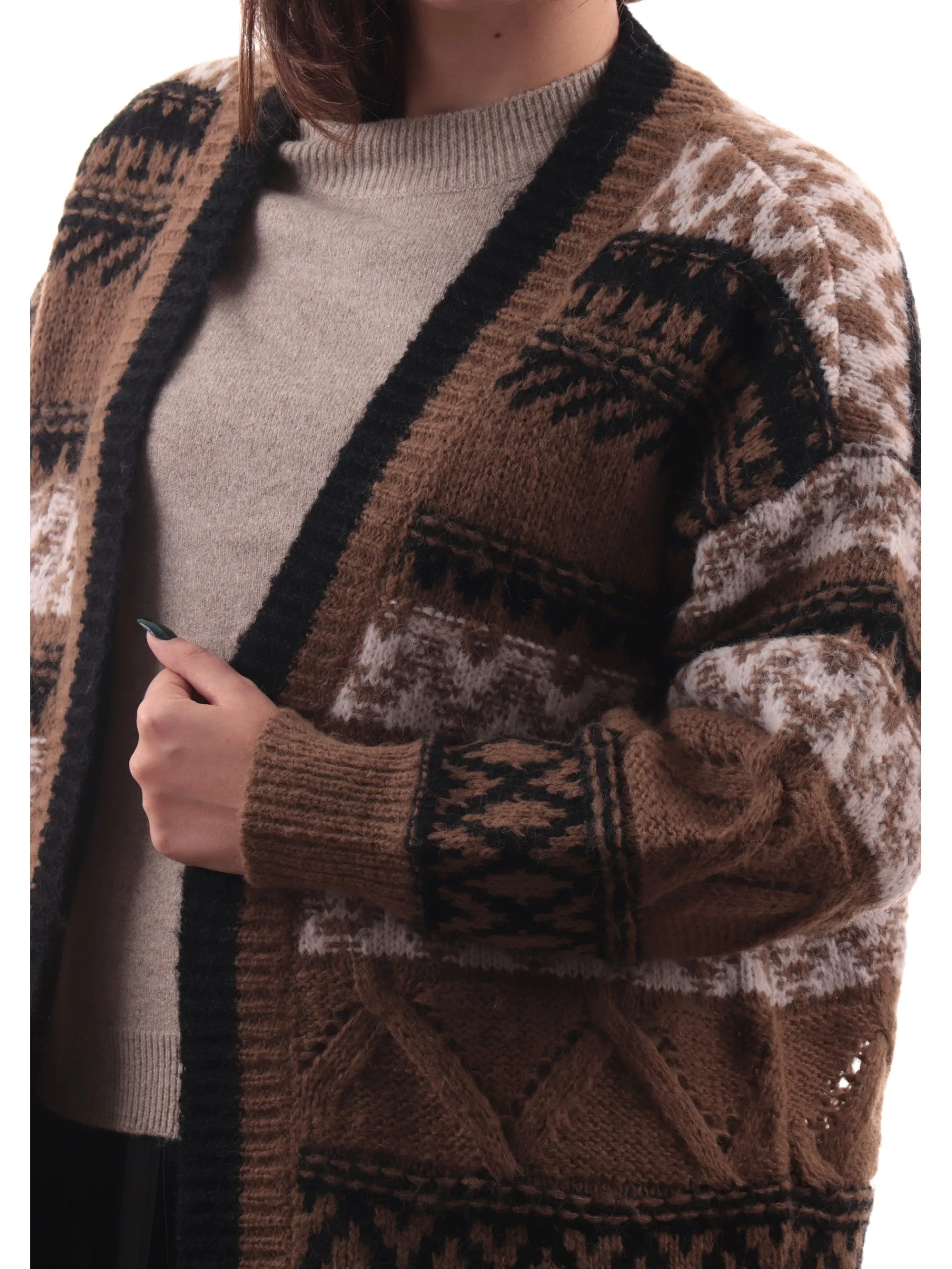 ONLY Maglie*Cardigan marrone da donna lungo Open 15327648