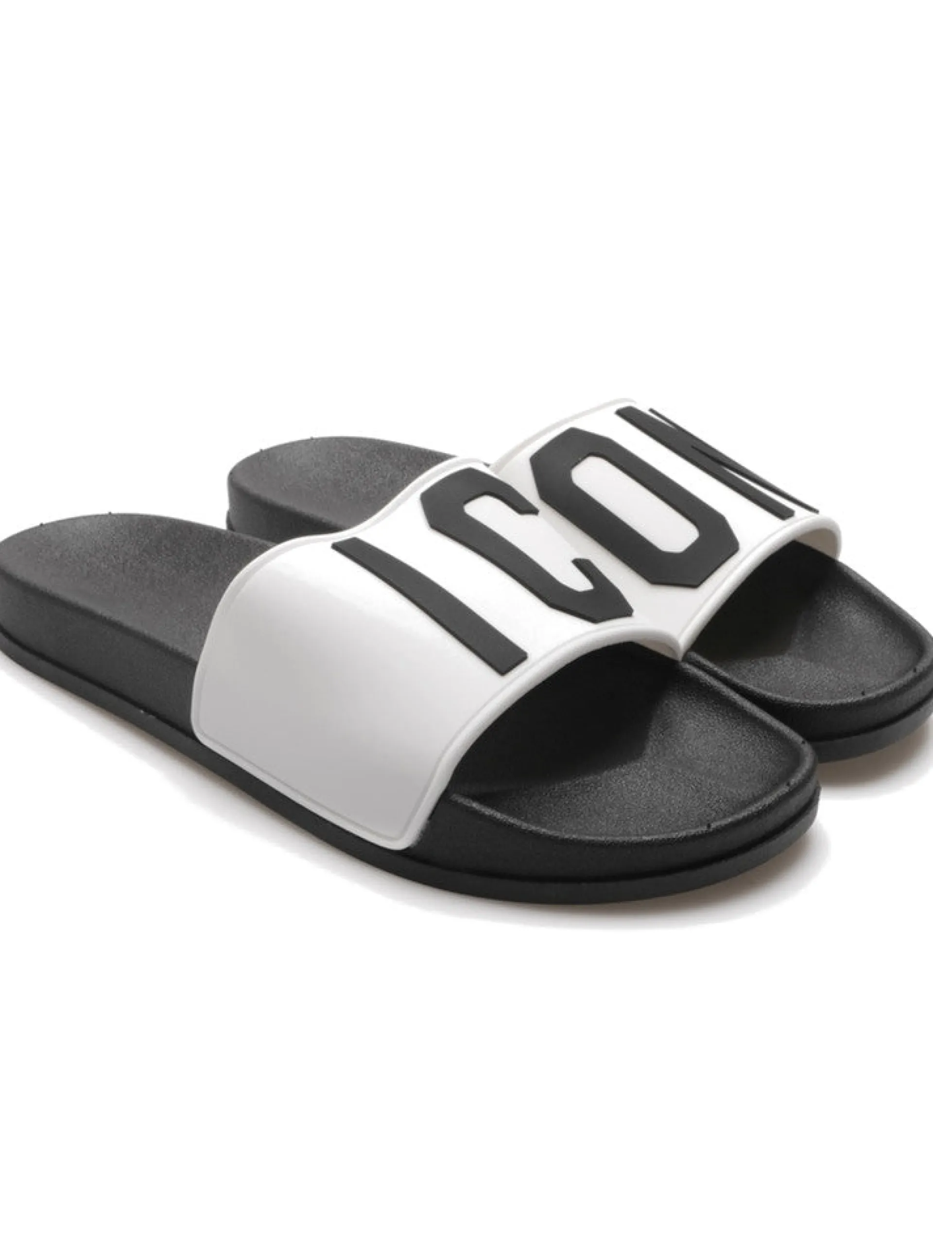 ICON Ciabatte E Infradito*Ciabatte mare nere da ragazzo con fascia bianca gommata e scritta nera IC04058TD