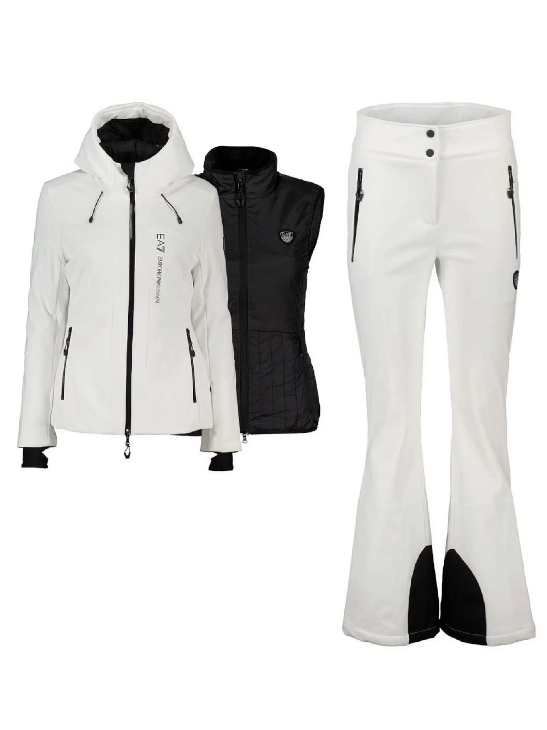 EMPORIO ARMANI 7 Abbigliamento*Completo Sci Donna EA7 Emporio Armani Bianco Tuta Neve Con Gilet Ski Set 6DTV01TN8HZ