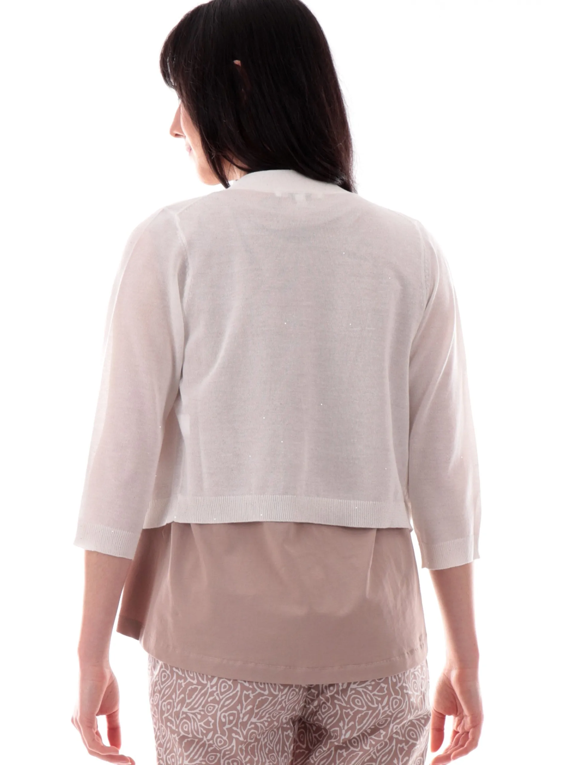 ANIS Maglie*Coprispalle bianco con paillettes da donna maniche tre quarti 251W4004