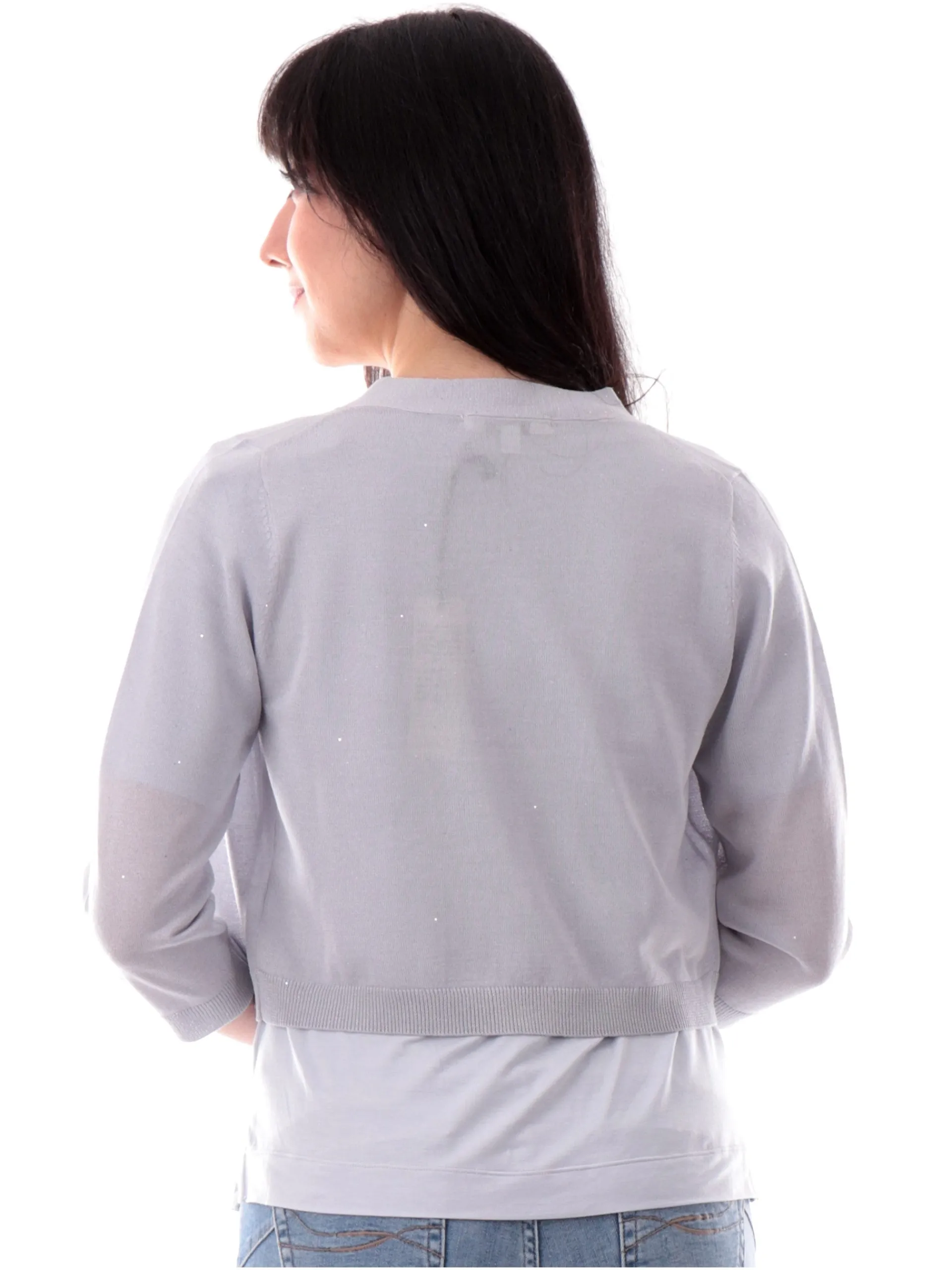 ANIS Maglie*Coprispalle celeste con paillettes da donna maniche tre quarti 251W4004