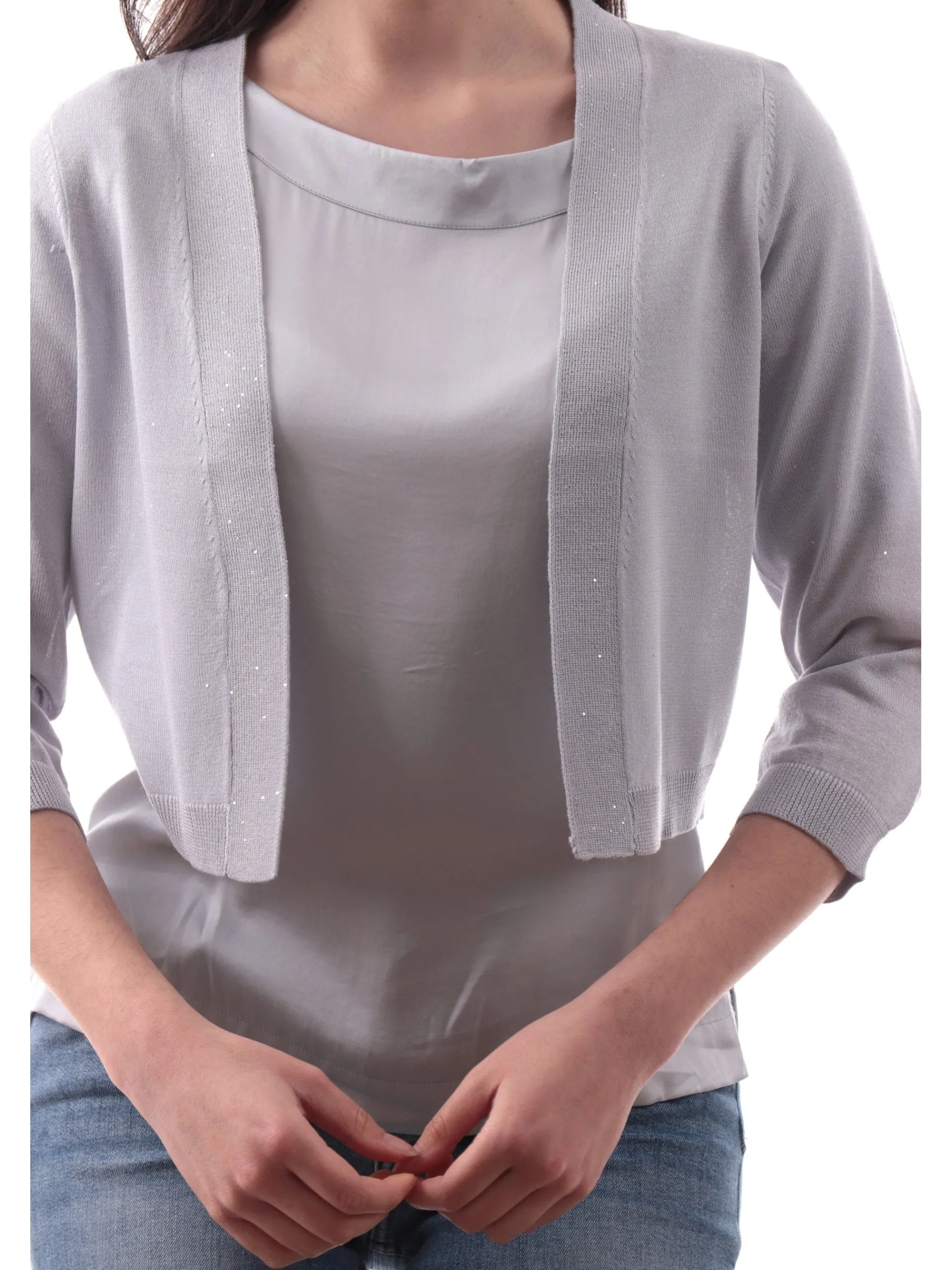 ANIS Maglie*Coprispalle celeste con paillettes da donna maniche tre quarti 251W4004