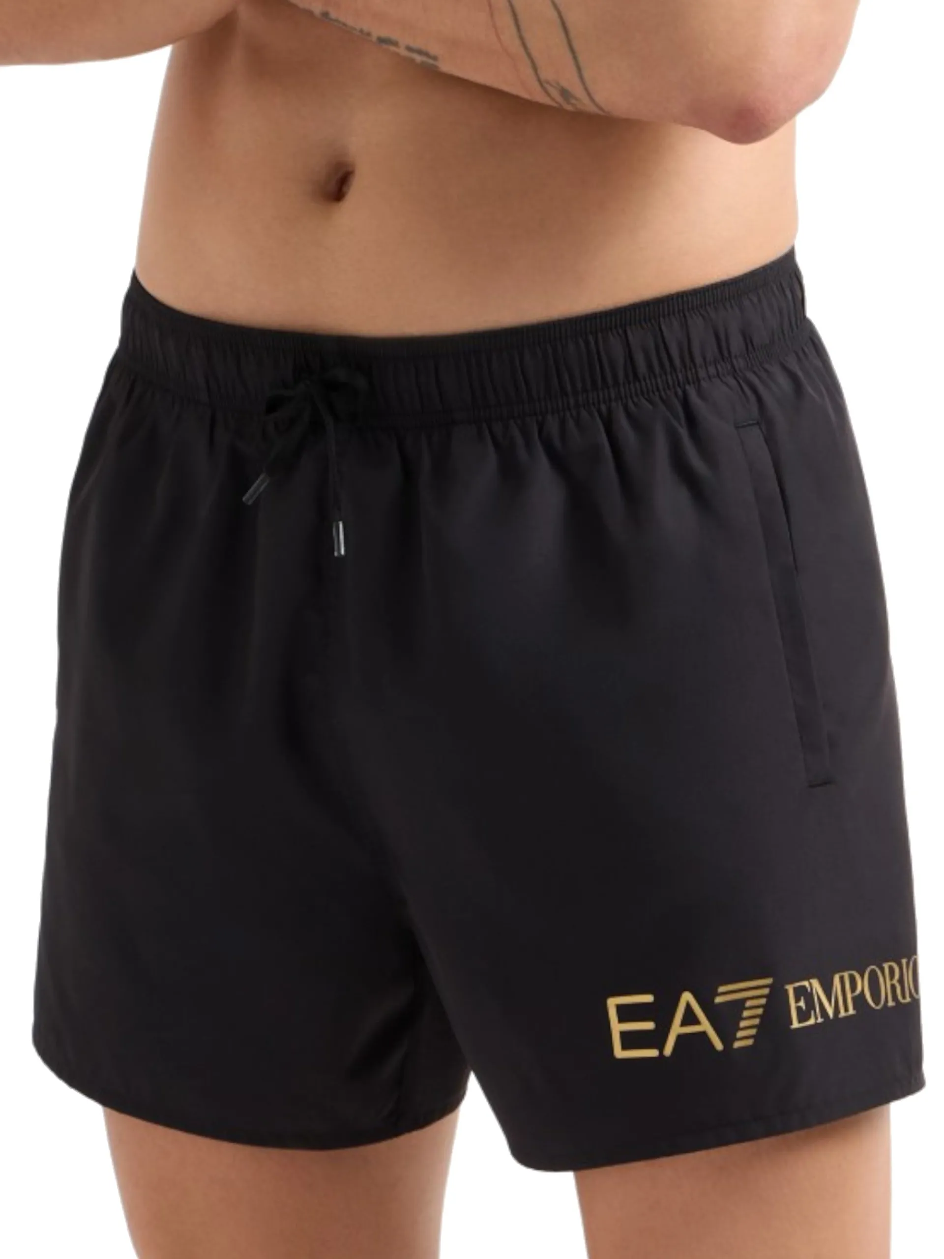EMPORIO ARMANI 7 Boxer*Costume mare Emporio Armani EA7 nero da uomo con logo oro Boxer 7M000519AF13049 MC004